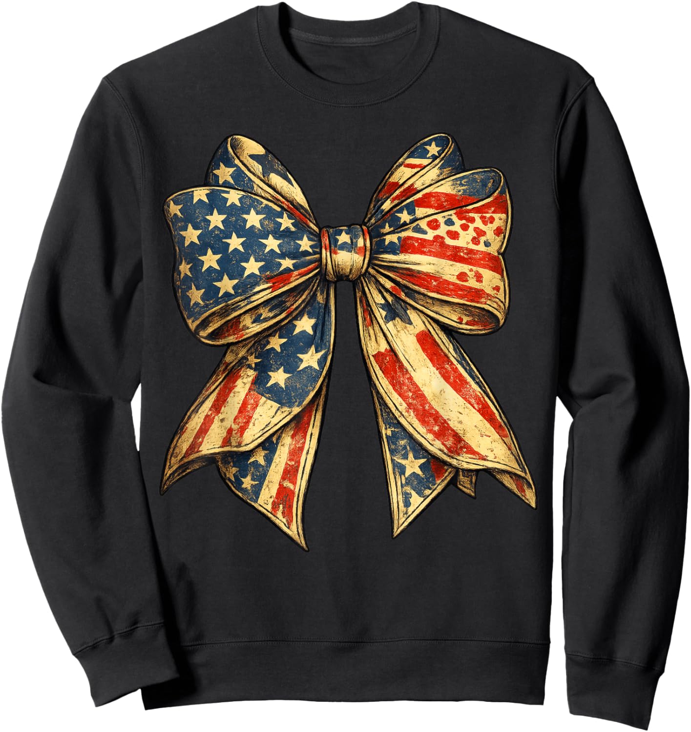 Vintage USA Bow in Red White Blue for Patriotic 4th of July Sweatshirt - Sweatshirt | Black