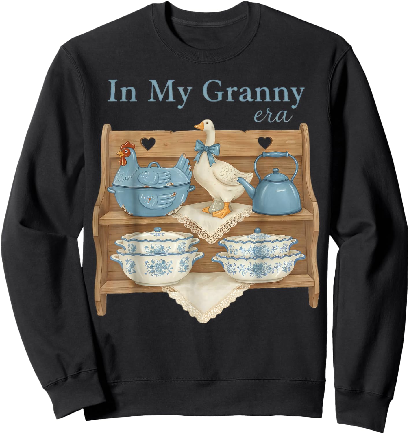 in My Granny Era, Grandma Core Graphic Sweatshirt - Sweatshirt | Black