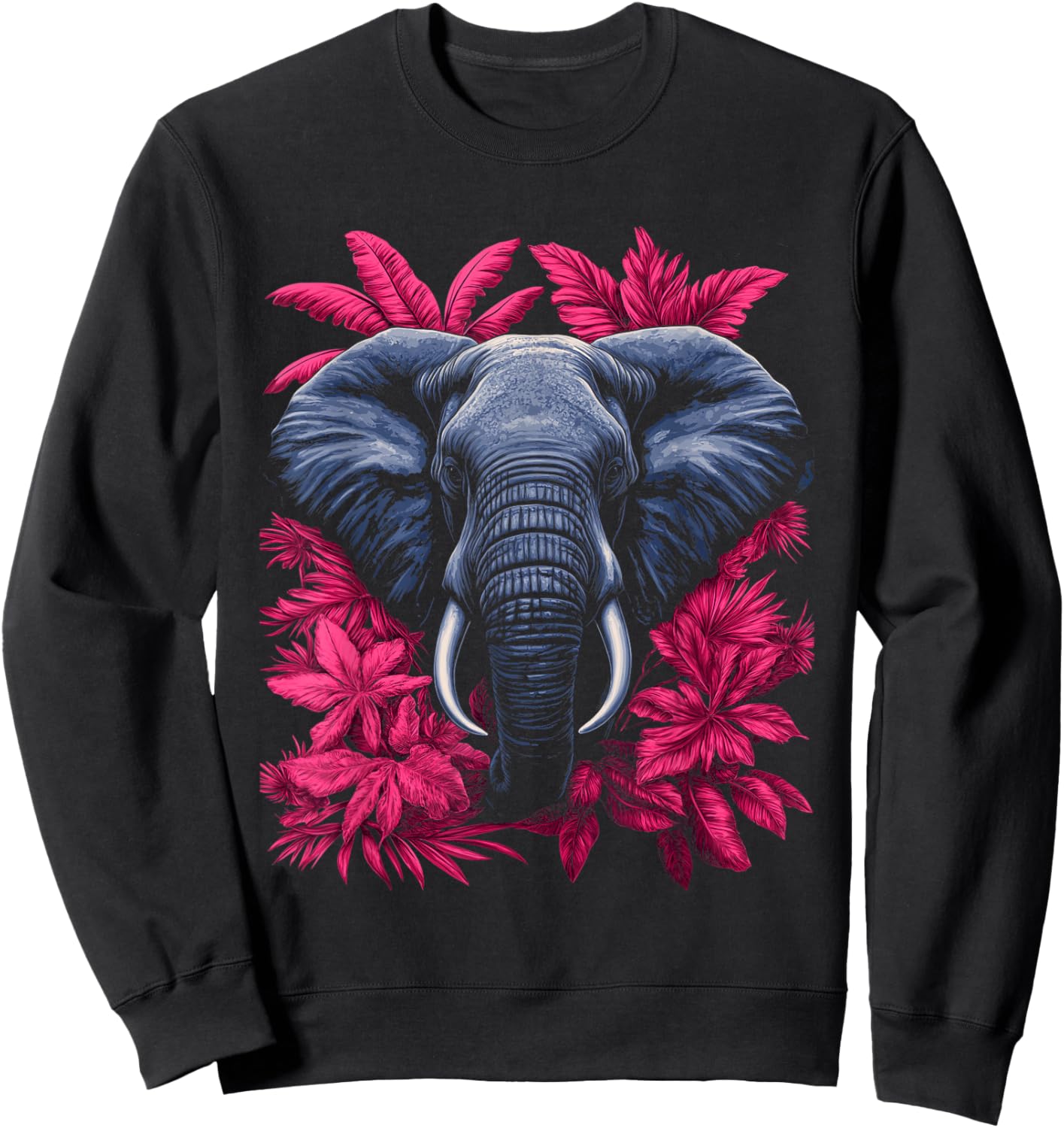 Infrared Wildlife Portrait Elephant Tropical Jungle Sweatshirt - Sweatshirt | Black