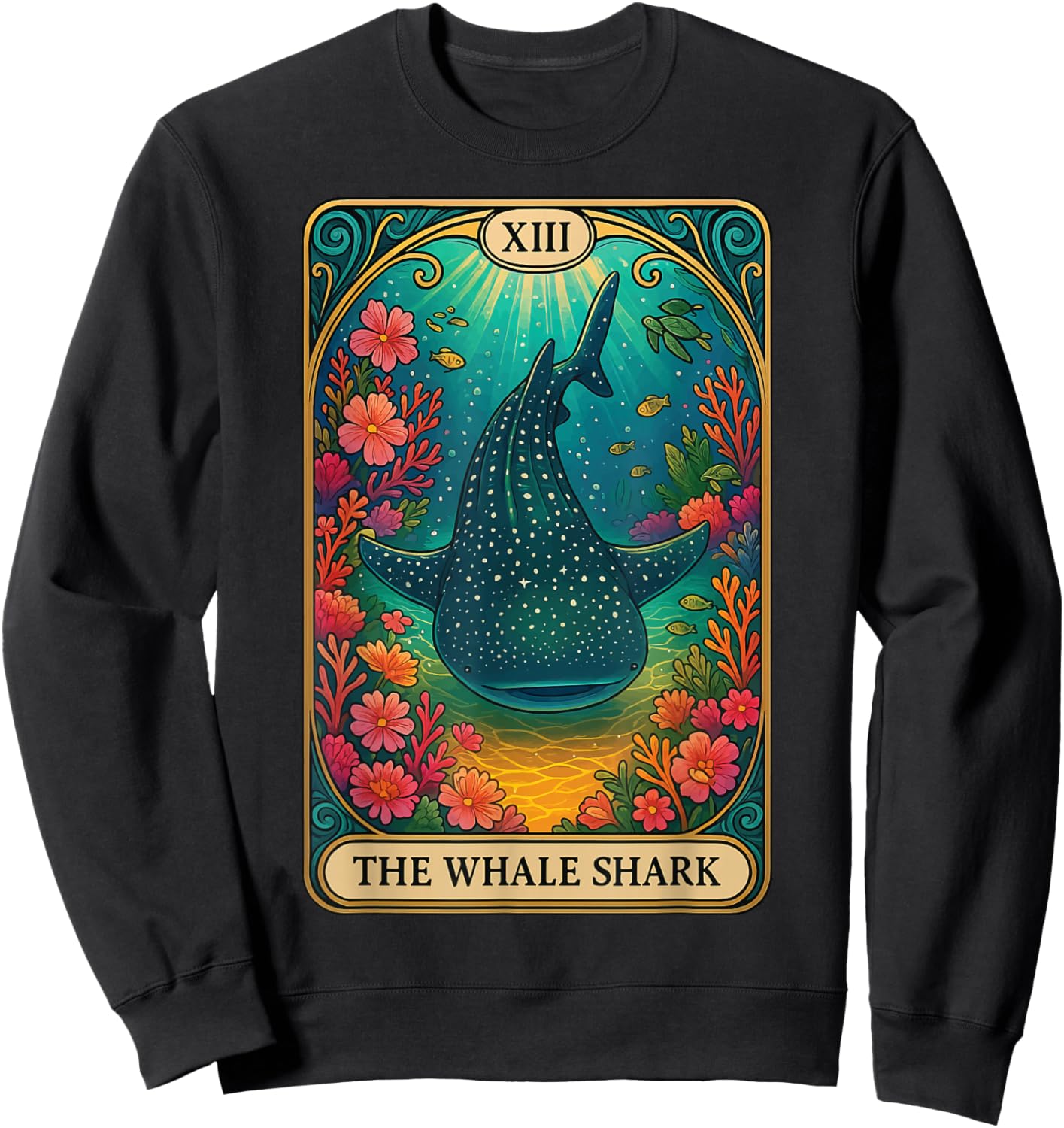The Whale Shark Tarot Card Sweatshirt - Sweatshirt | Black