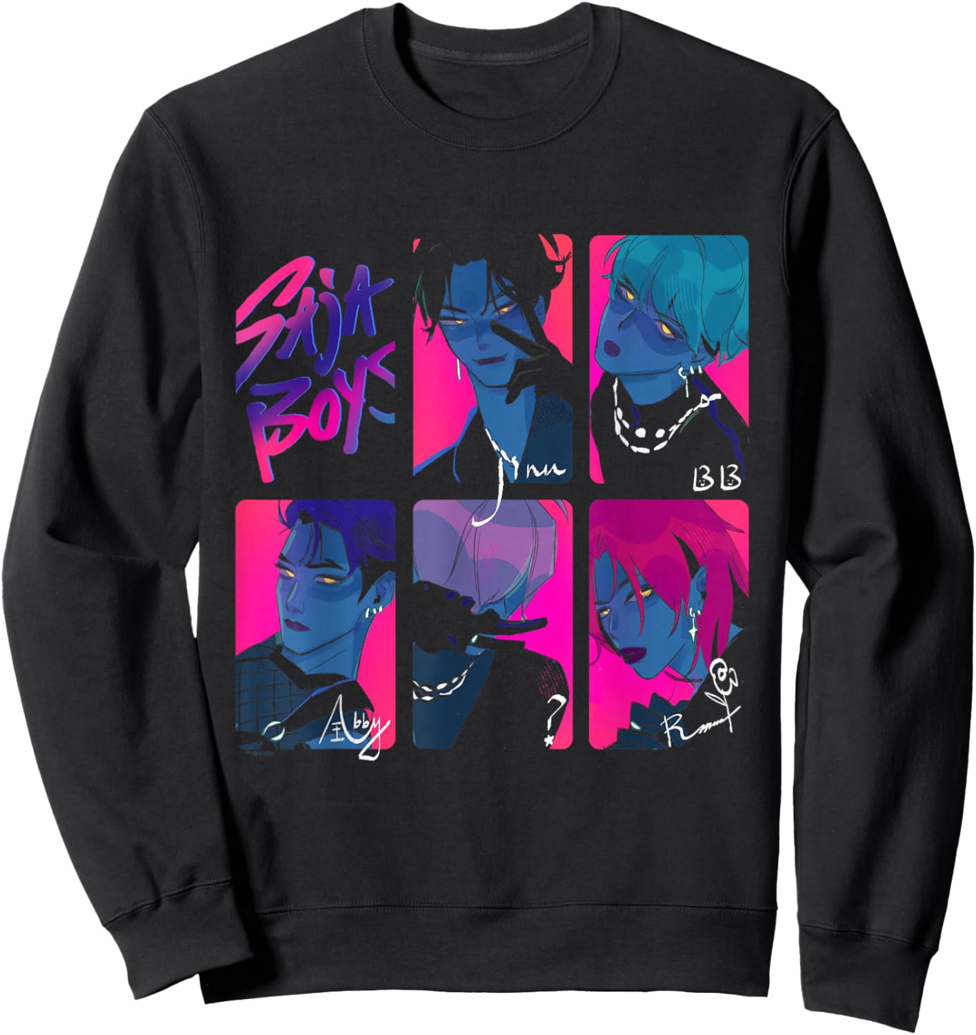 Kpop Demon Hunters Saja Boys Photocards Officially Licensed Sweatshirt - Sweatshirt | Black