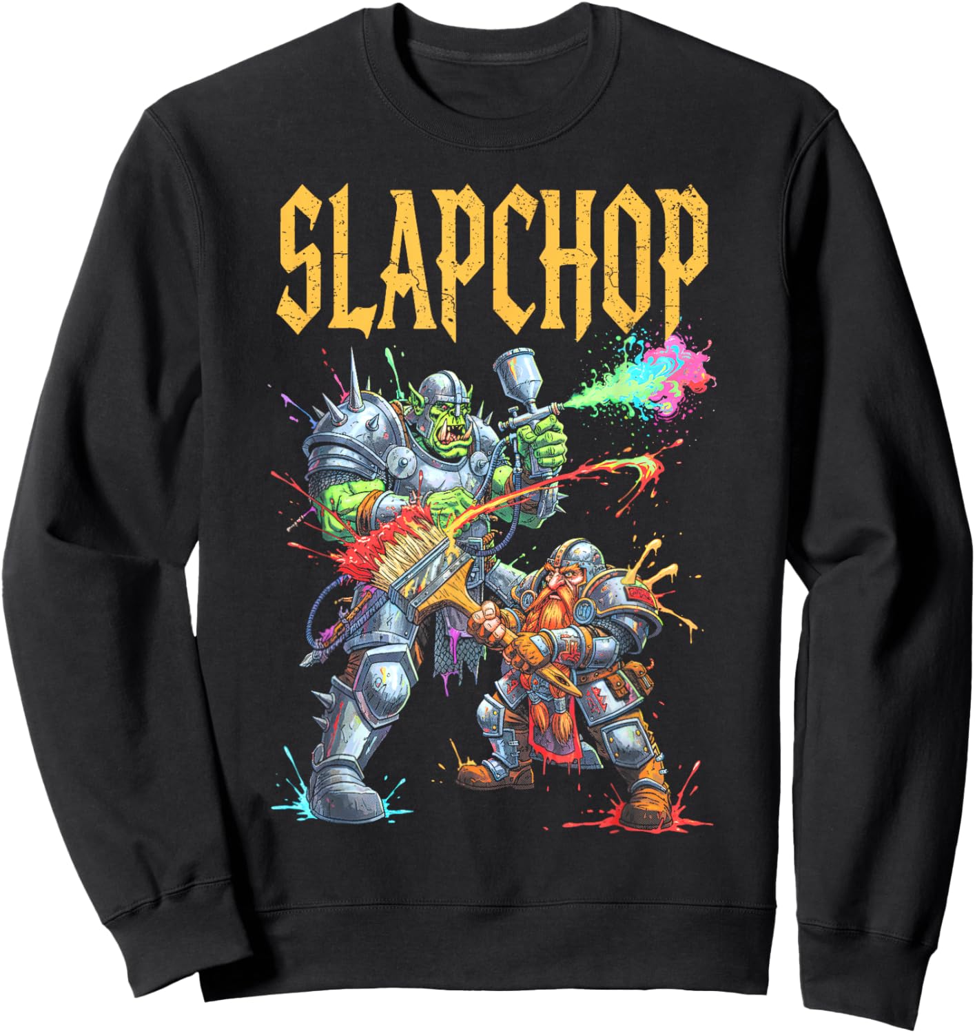 Mini Painter Slapchop Fantasy Miniature Orc Dwarf Airbrush Sweatshirt - Sweatshirt | Black
