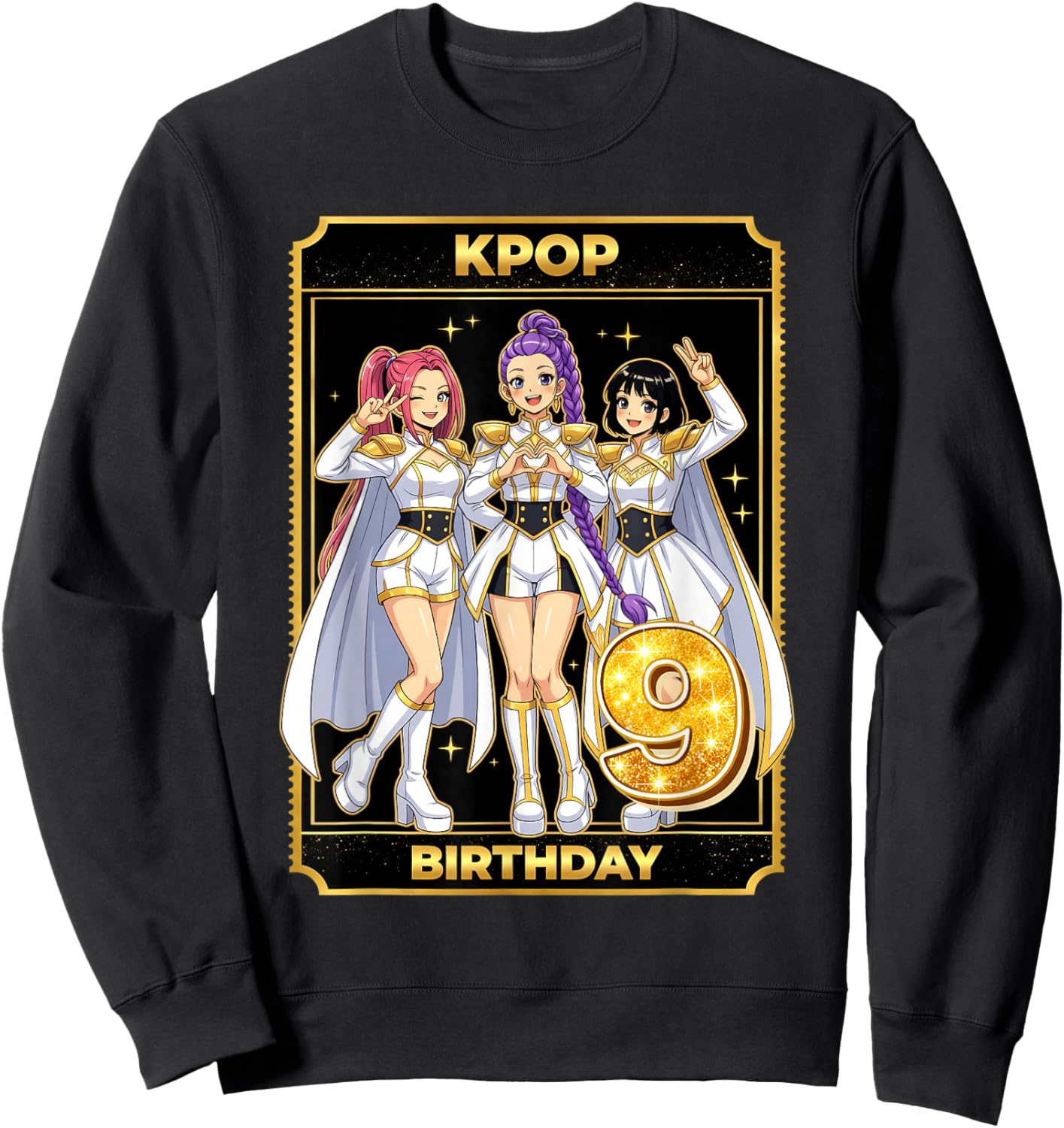9th Birthday K-pop Star Korean Pop Lovers Fans Girls Bday Sweatshirt - Sweatshirt | Black