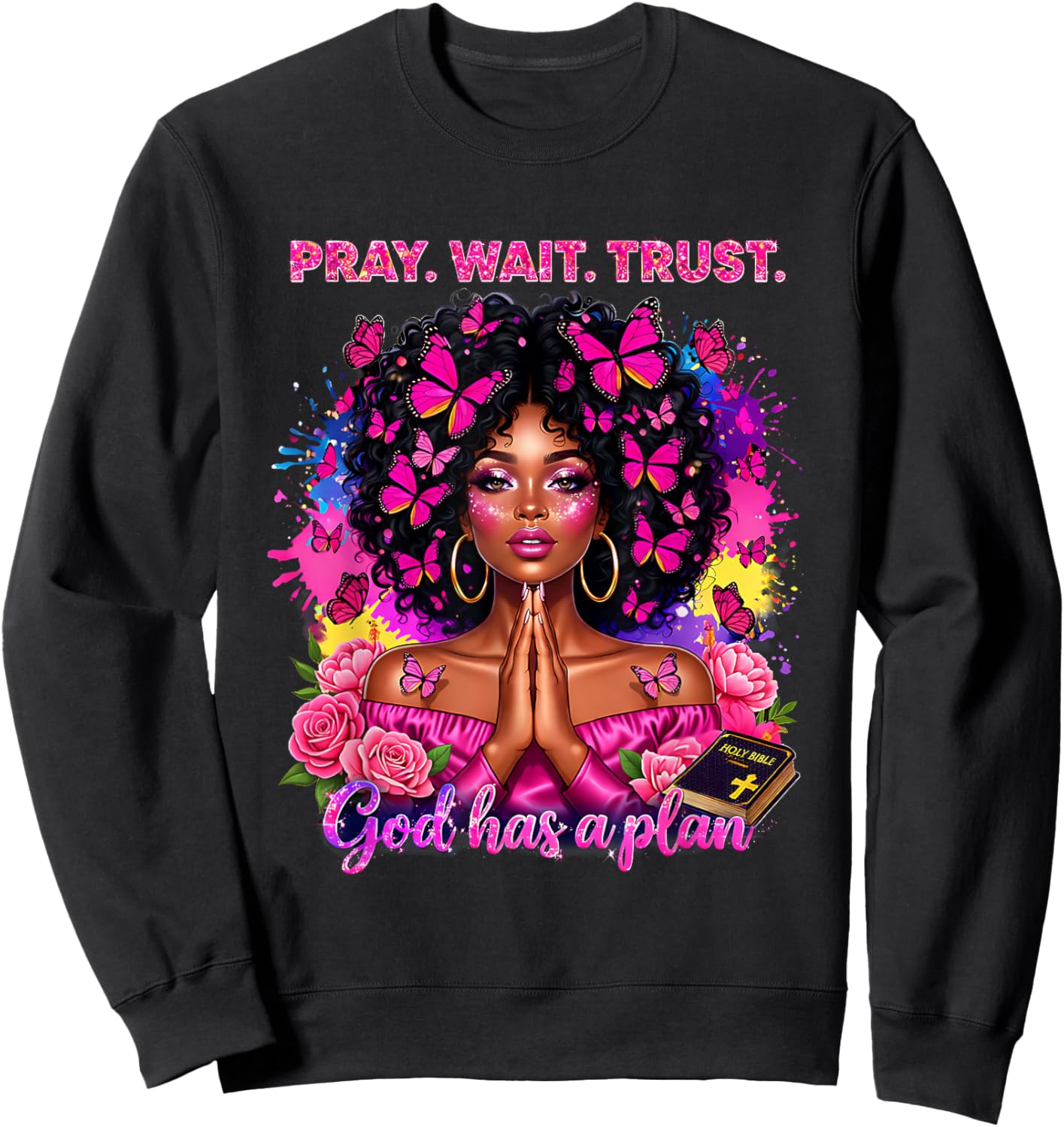 Christian Afro Faith God African American Black Women Sweatshirt - Sweatshirt | Black