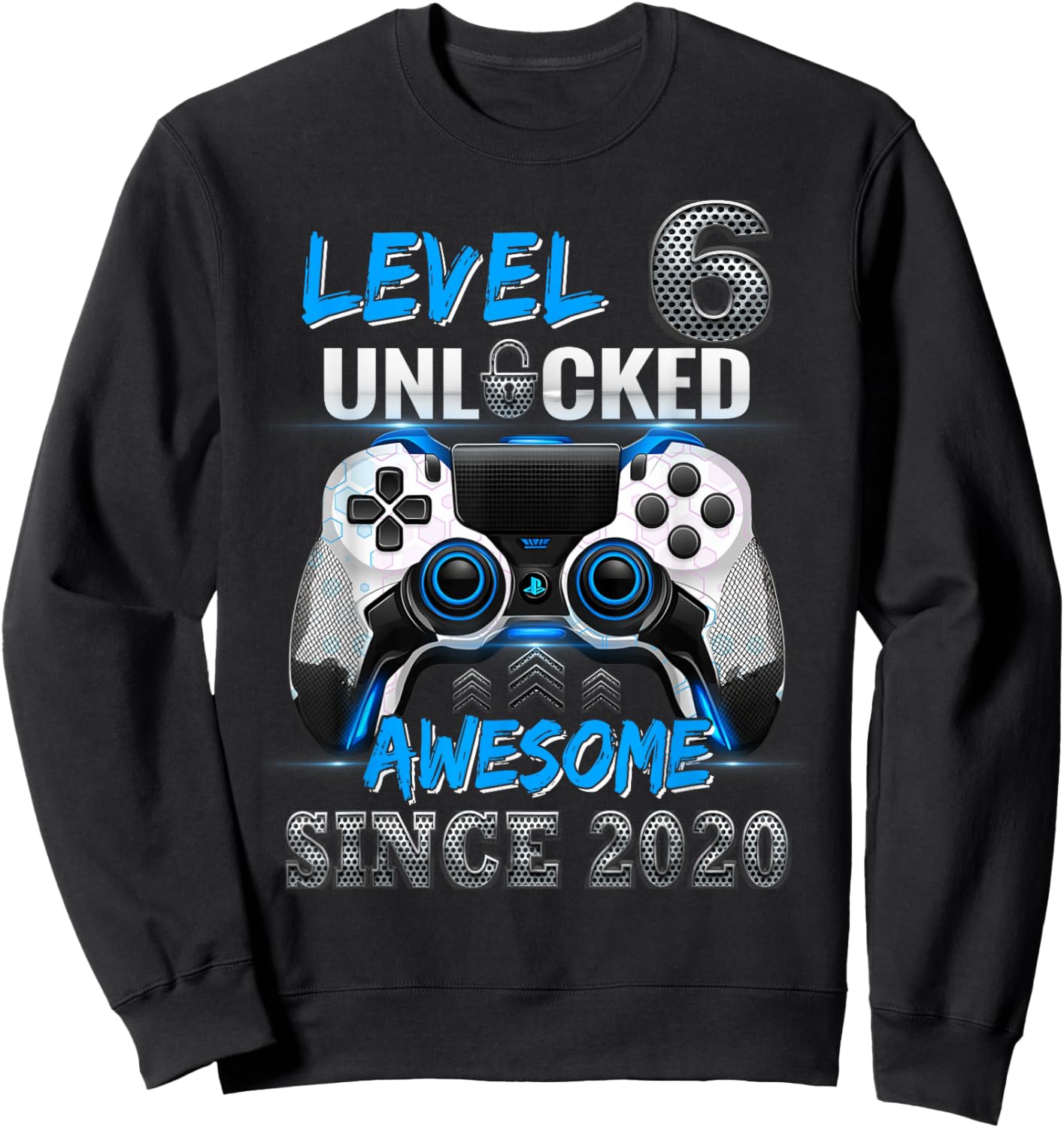 Level 6 Unlocked Awesome Since 2020 6th Birthday Gaming Sweatshirt - Sweatshirt | Black