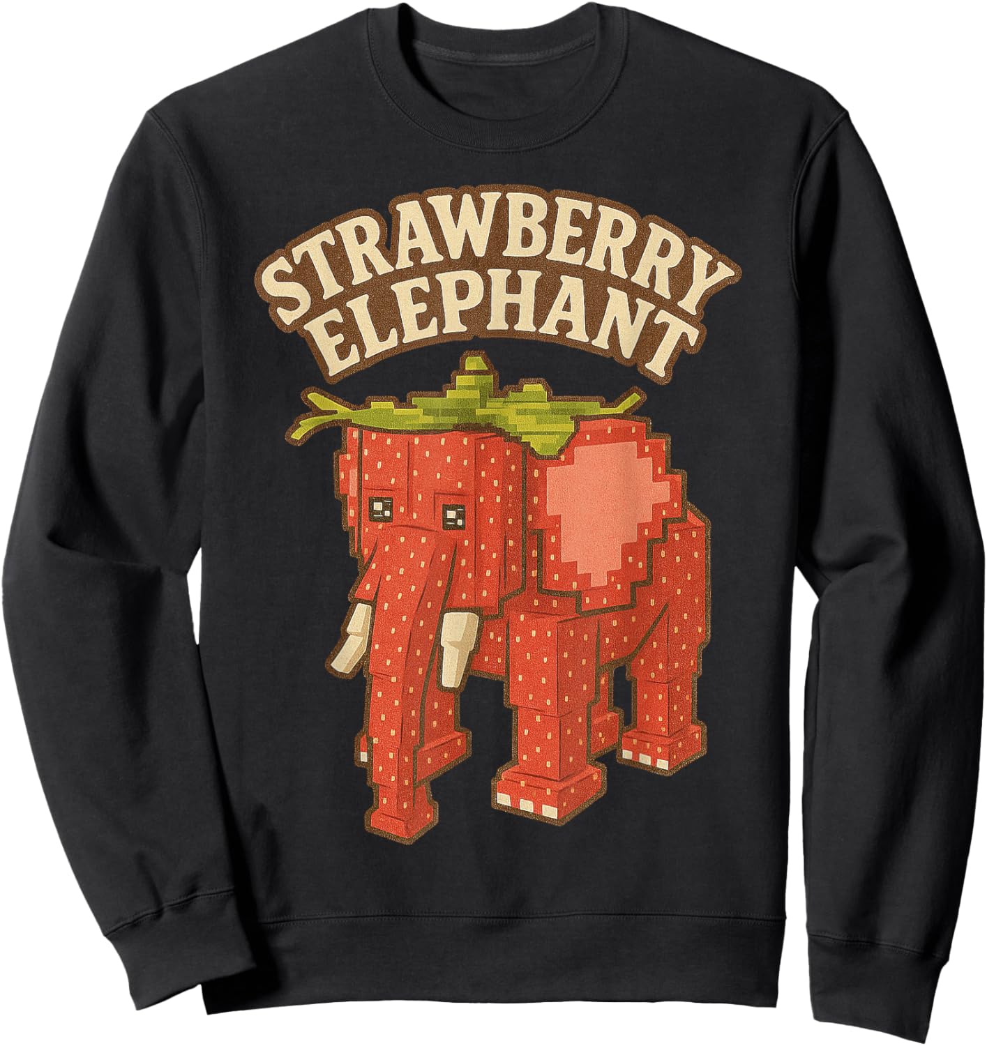 Strawberry Elephant Funny Italian Brainrot Kids Gaming Meme Sweatshirt - Sweatshirt | Black