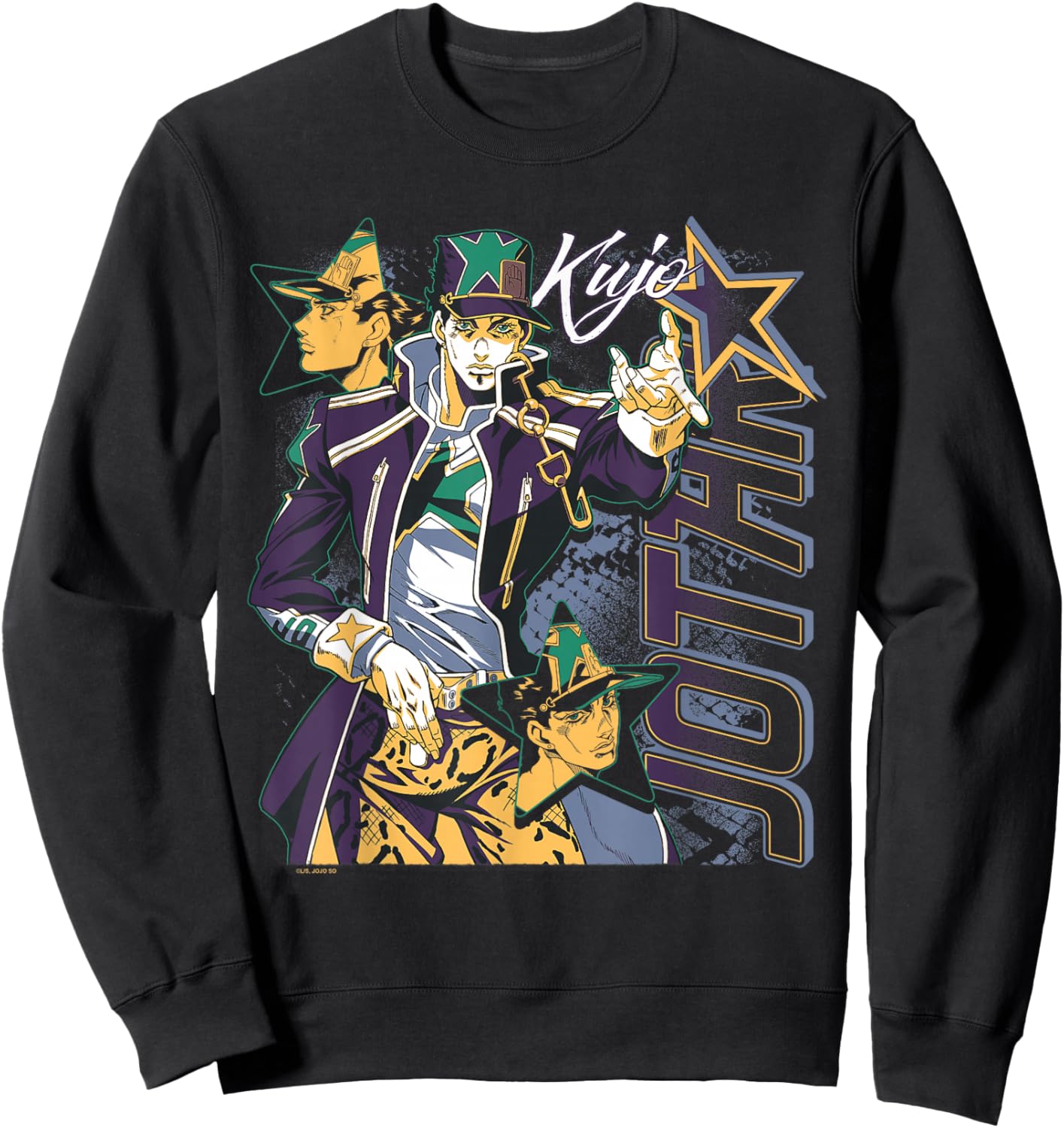 JoJo's Bizarre Adventure Kujo Jotaro Star Collage Anime Sweatshirt - Sweatshirt | Black