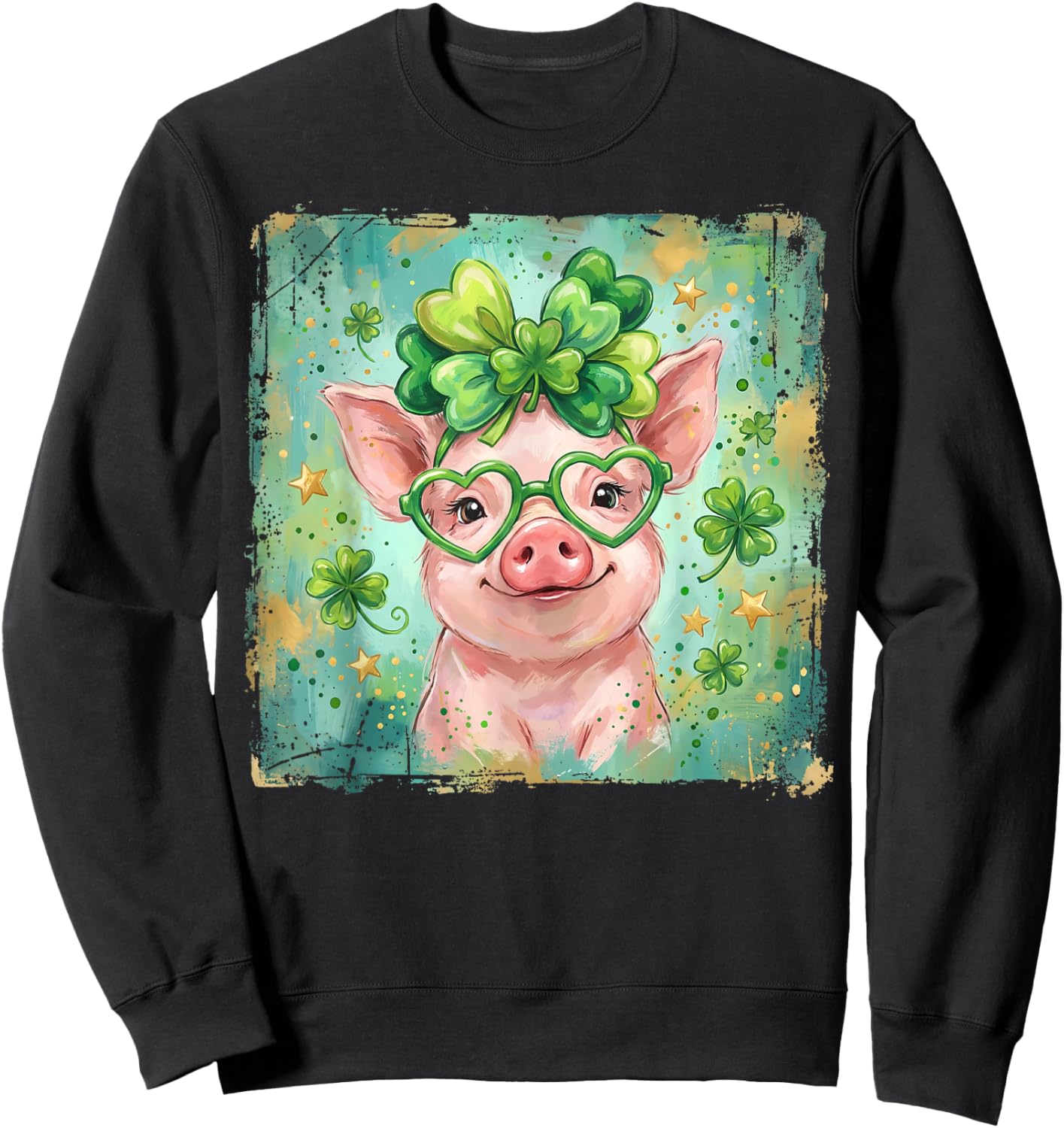 Lucky Irish Pig St. Patrick’s Day Funny Shamrock Sweatshirt - Sweatshirt | Black