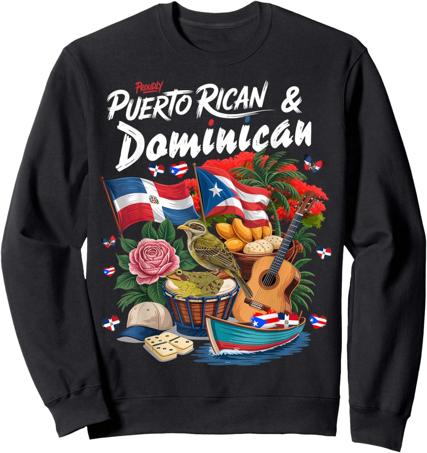 Dominican & Puerto Rican Flag Outfit Idea for Kids Dominican Sweatshirt - Sweatshirt | Black