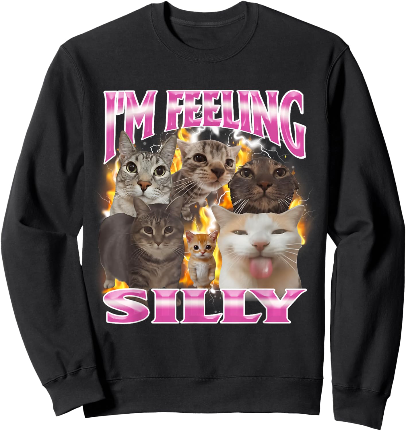 I'm Feeling Silly Funny Cat Meme Bootleg Sweatshirt - Sweatshirt | Black