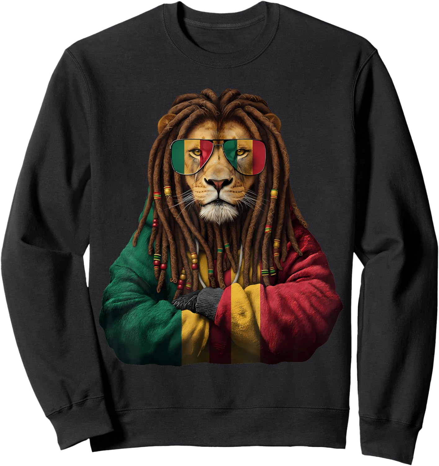 Rasta Reggae Lion of Judah Headphones Jamaican Reggae Music Sweatshirt - Sweatshirt | Black