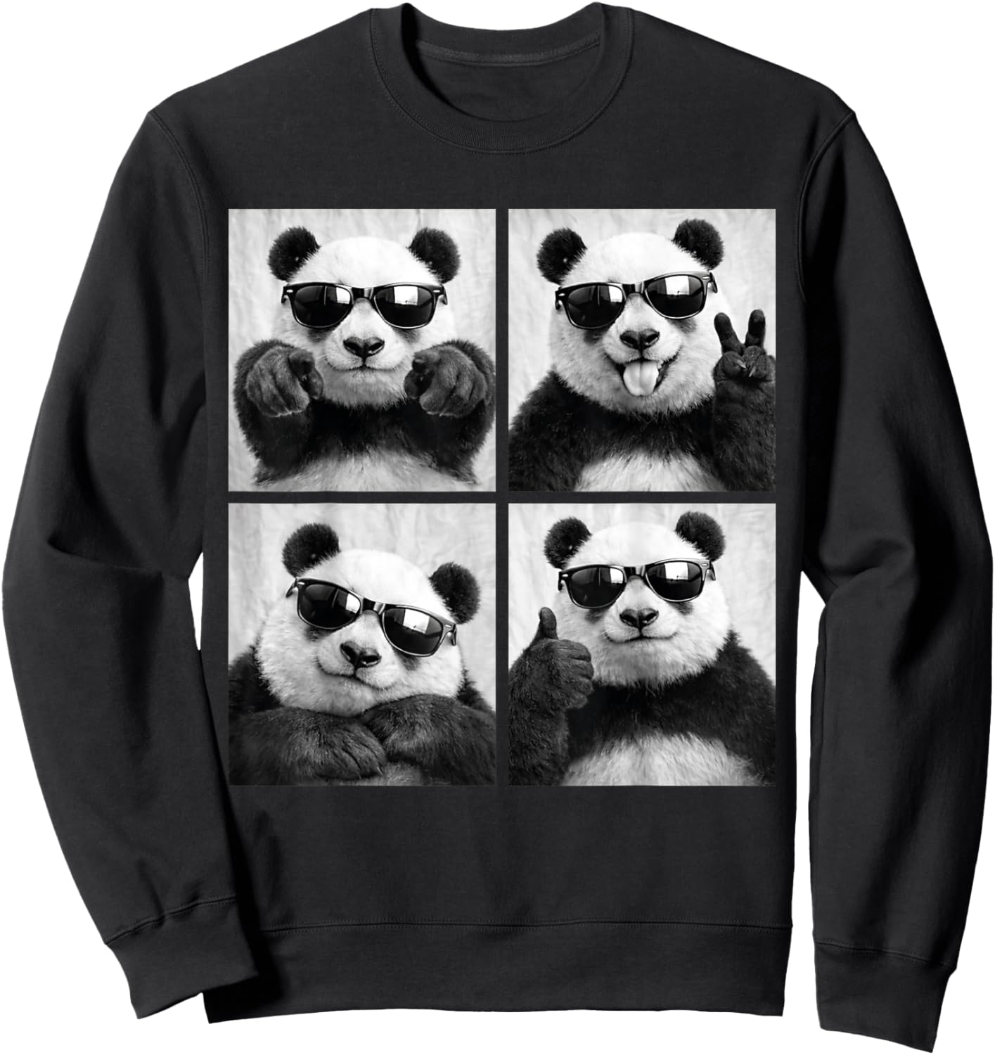 Cool Panda with Sunglasses PhotoBooth Funny Giant Panda Bear Sweatshirt - Sweatshirt | Black