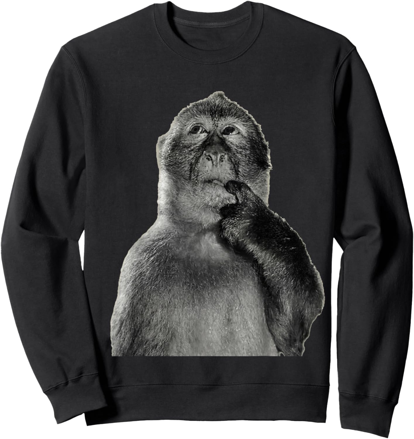 Funny Monkey Meme with Retro oddcore Humor Art Style Sweatshirt - Sweatshirt | Black