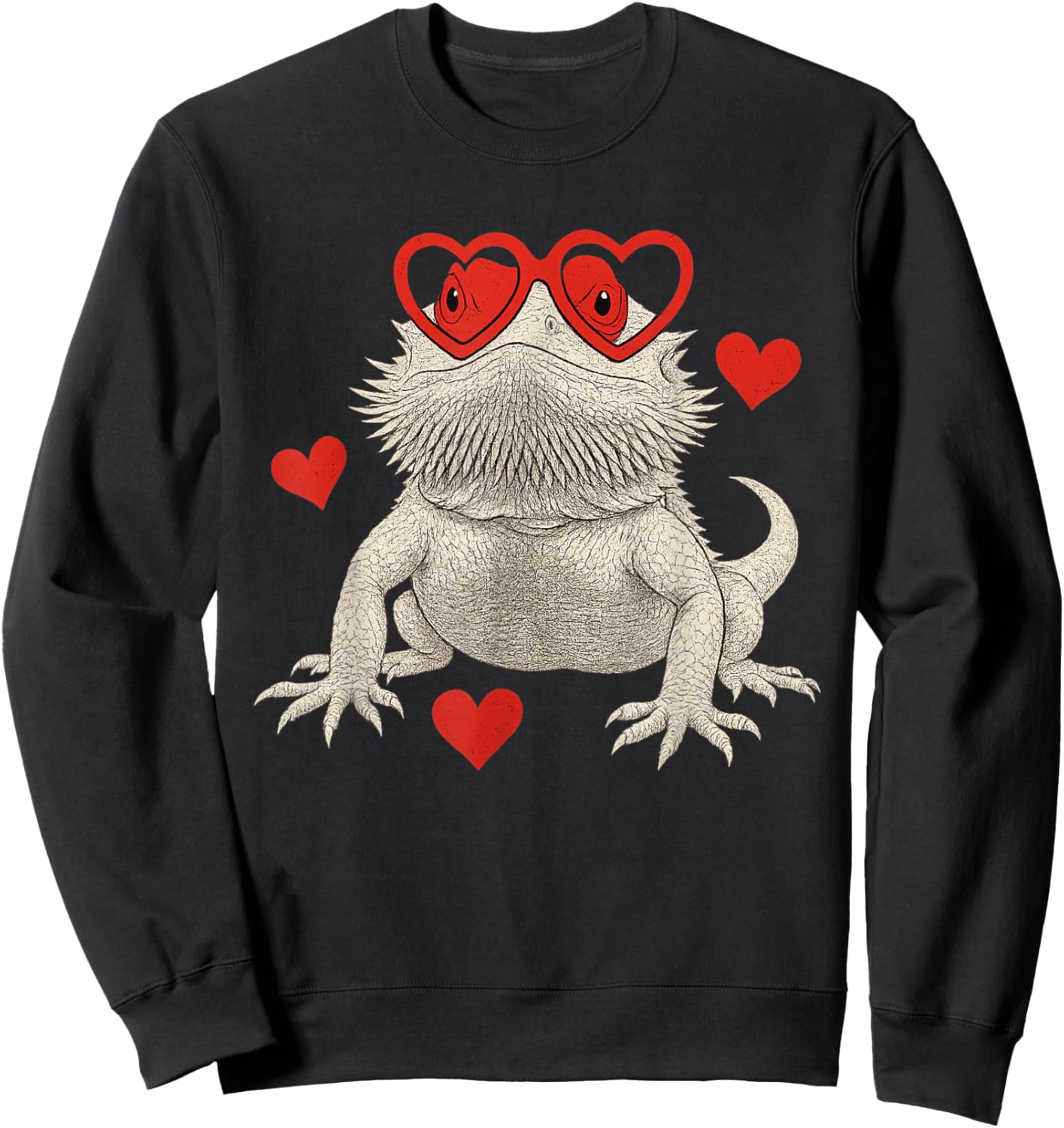 Bearded Dragon Valentines Day Beardie Mom Animal Lover Sweatshirt - Sweatshirt | Black