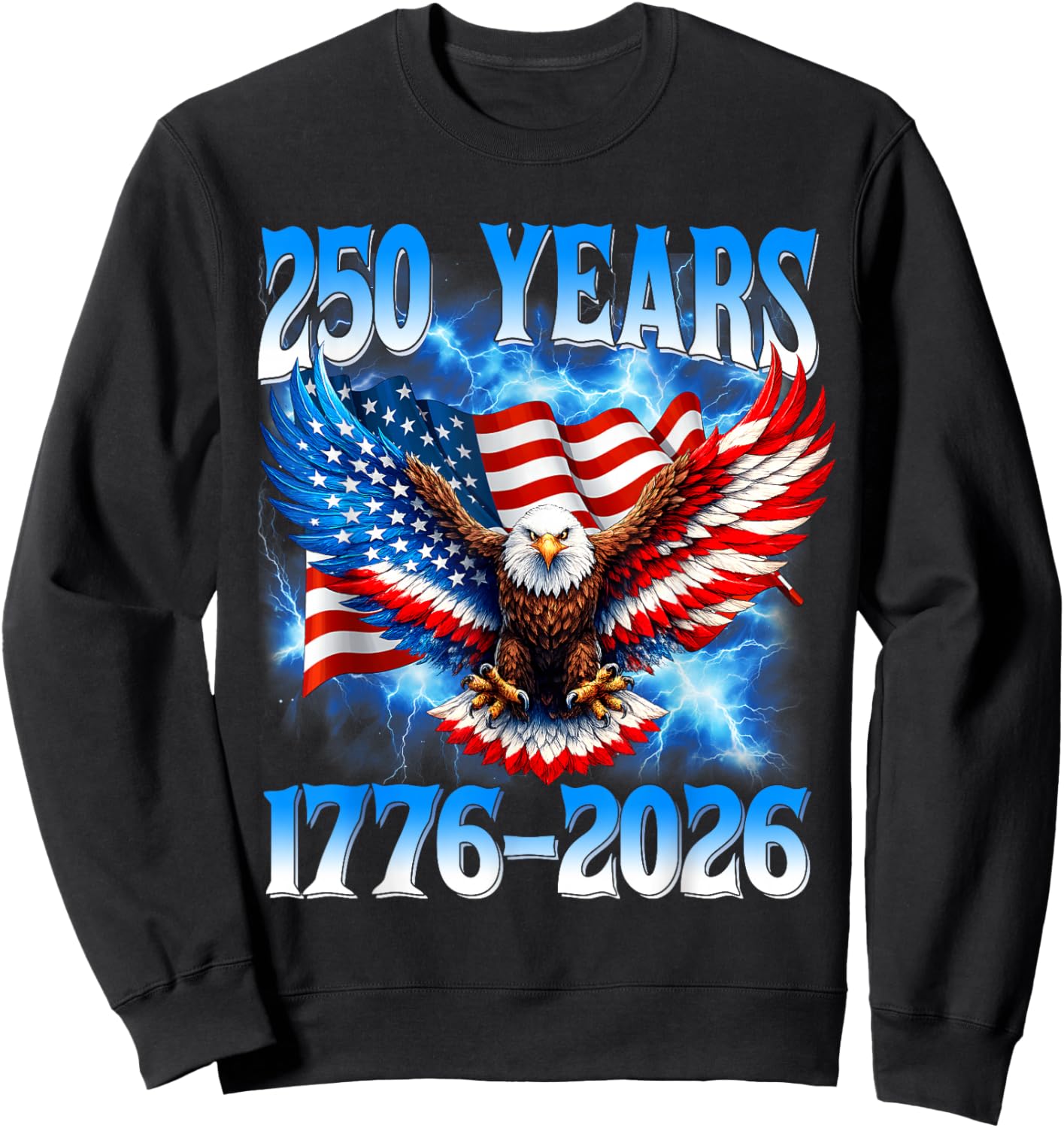 Flag Vintage 250 Years American 1776 2026 250th USA Birthday Sweatshirt - Sweatshirt | Black