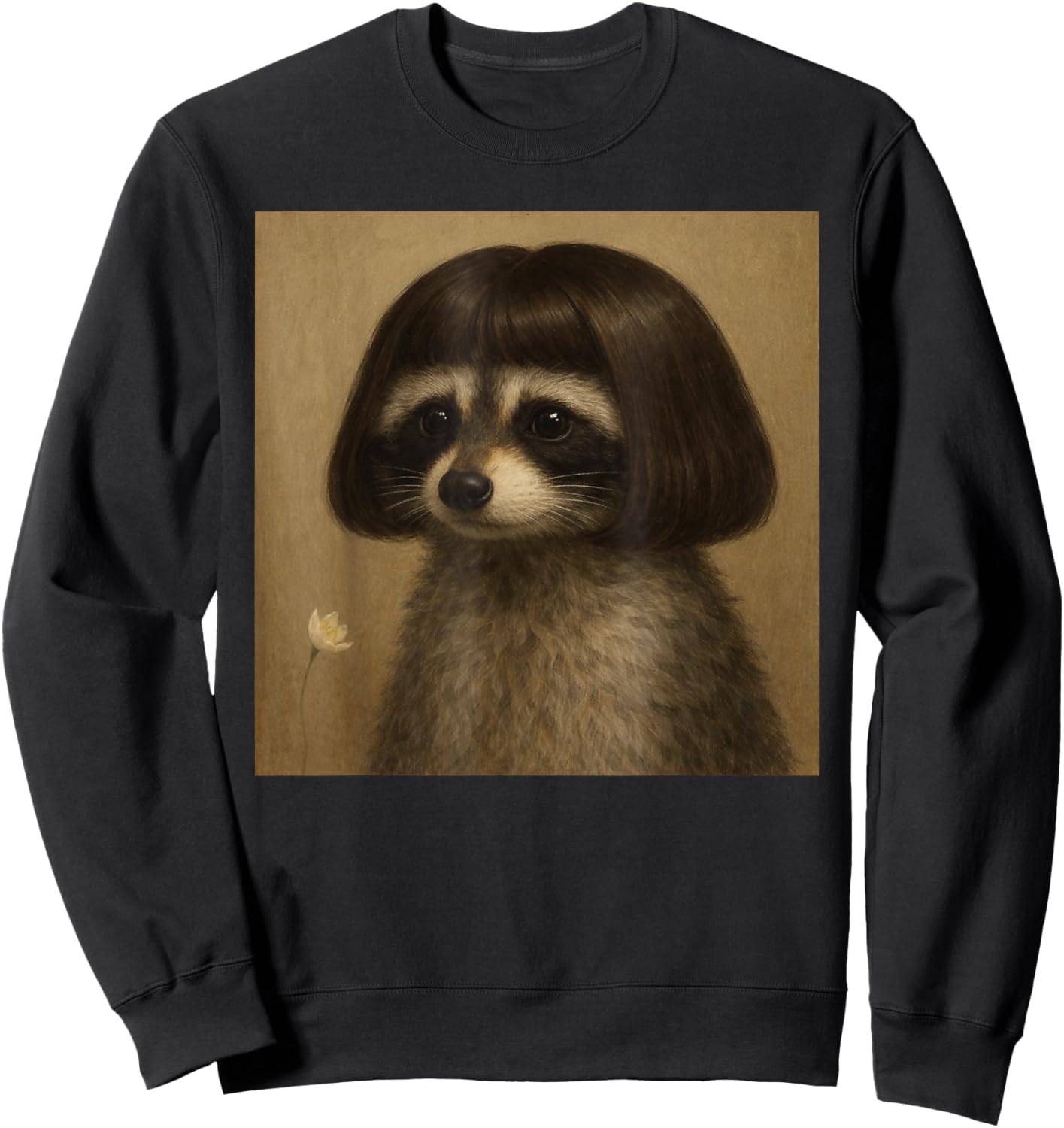 Funny Racoon Bob Haircut Meme Women Kids Sweatshirt - Sweatshirt | Black