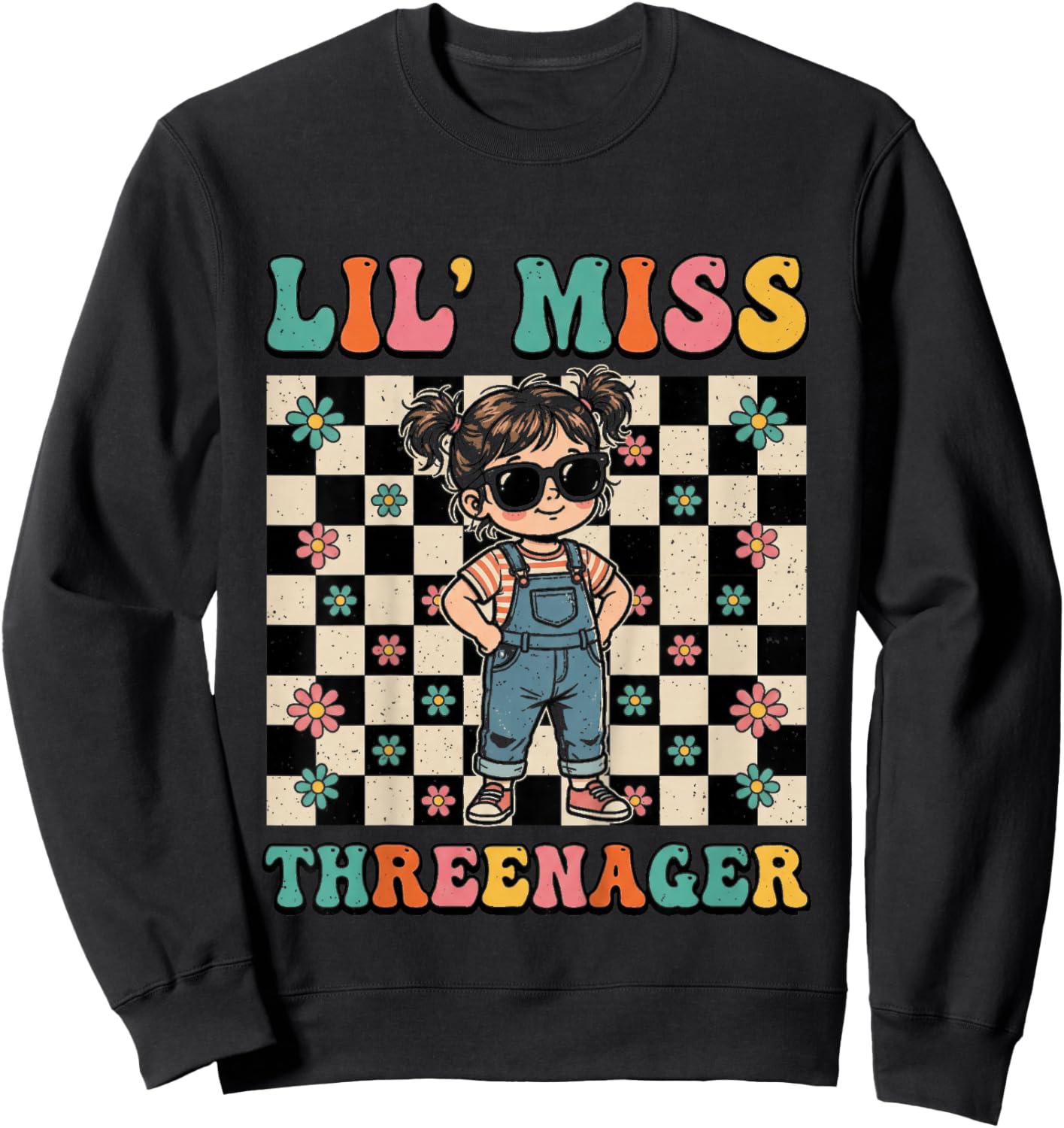 3rd Birthday Girl Sassy Toddler Lil Miss Threenager Sweatshirt - Sweatshirt | Black