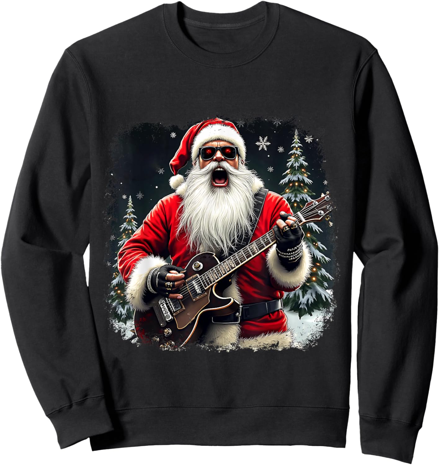 Santa Music Lovers Jingle Bell Rock Trending Christmas Sweatshirt - Sweatshirt | Black