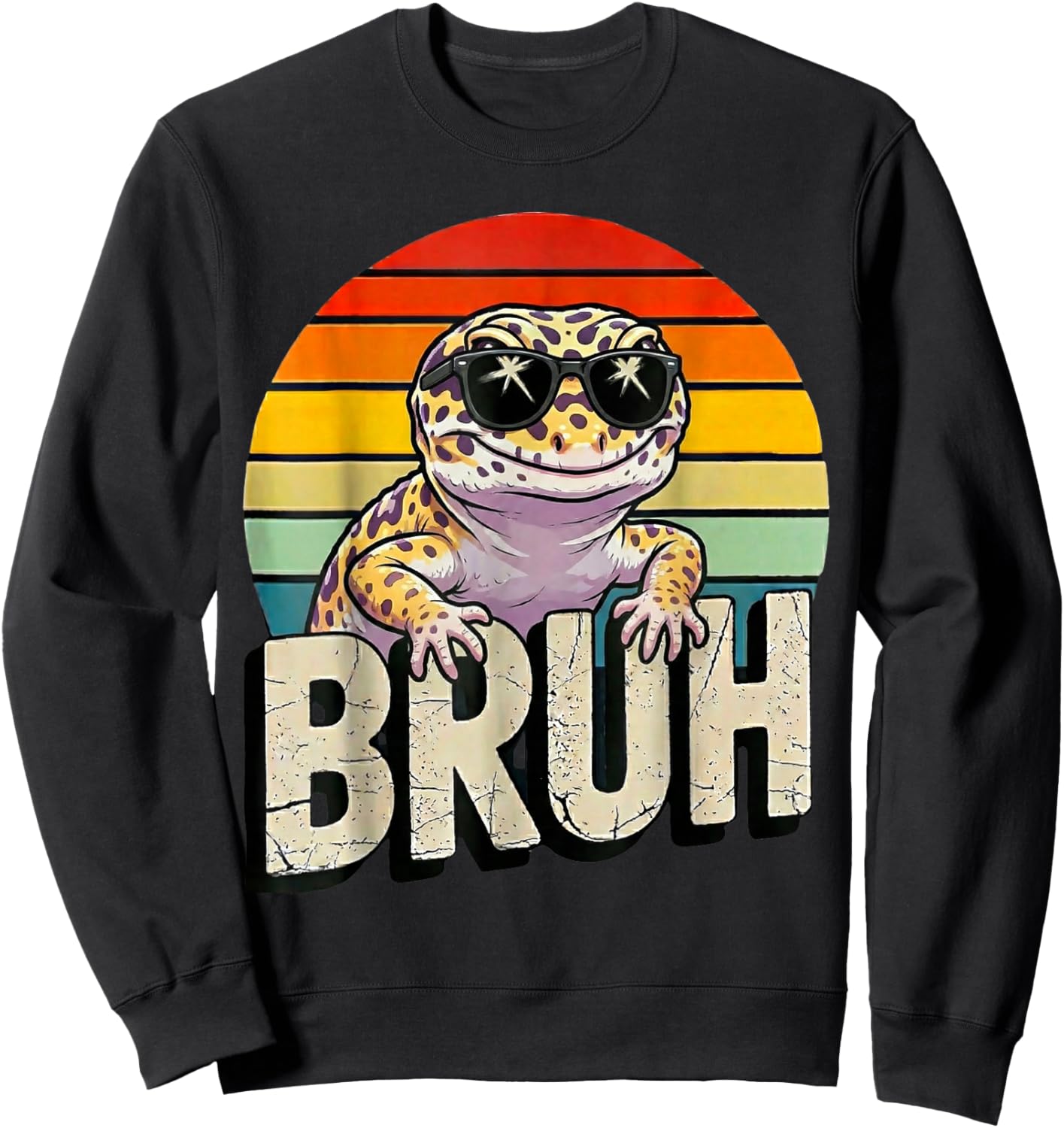 Cute Reptile Kids Boys Girls Bruh Leopard Gecko Lover Meme Sweatshirt - Sweatshirt | Black