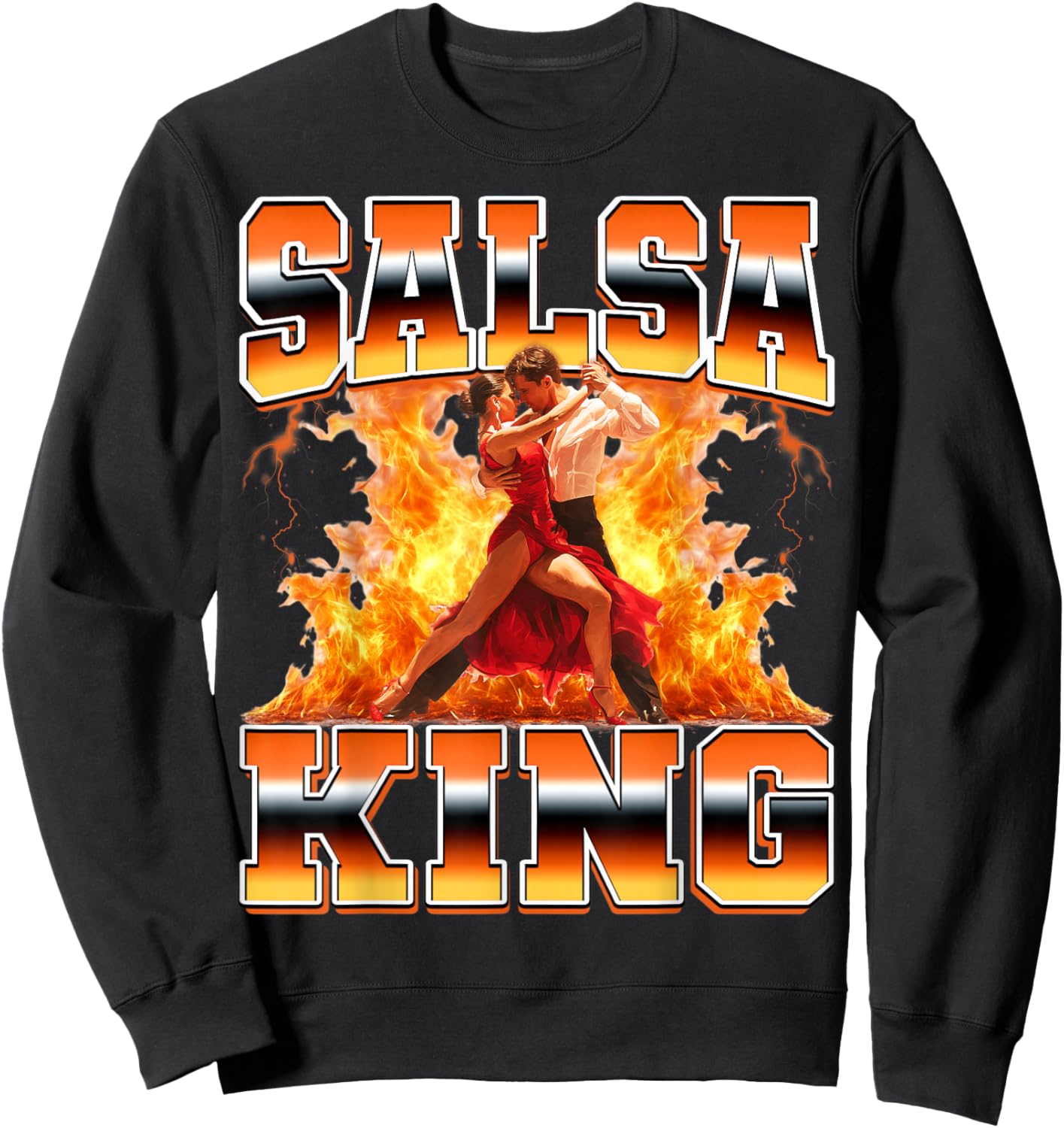 Salsa King Salsa Dance Dancing Dancer 90s Bootleg Style Sweatshirt - Sweatshirt | Black