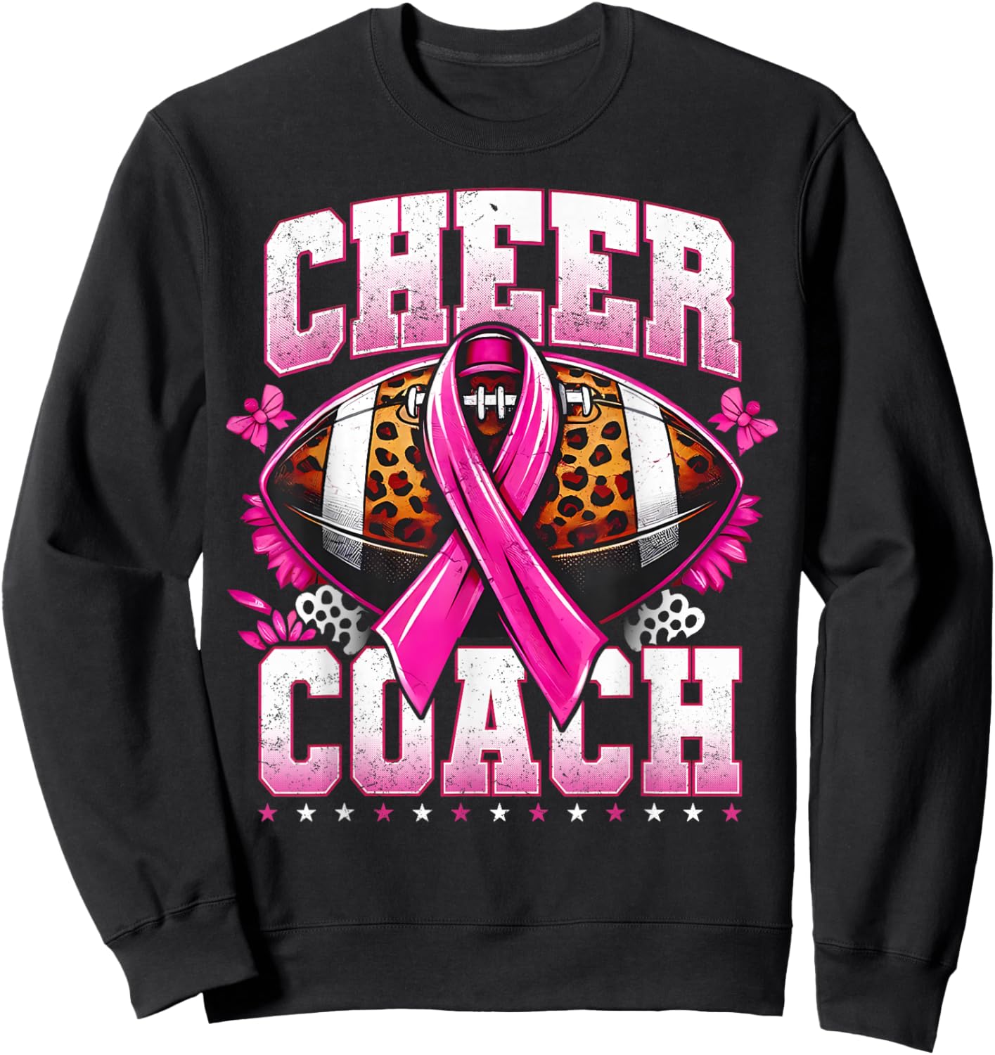 Football Cheer Coach Pink Ribbon Breast Cancer Awareness Sweatshirt - Sweatshirt | Black
