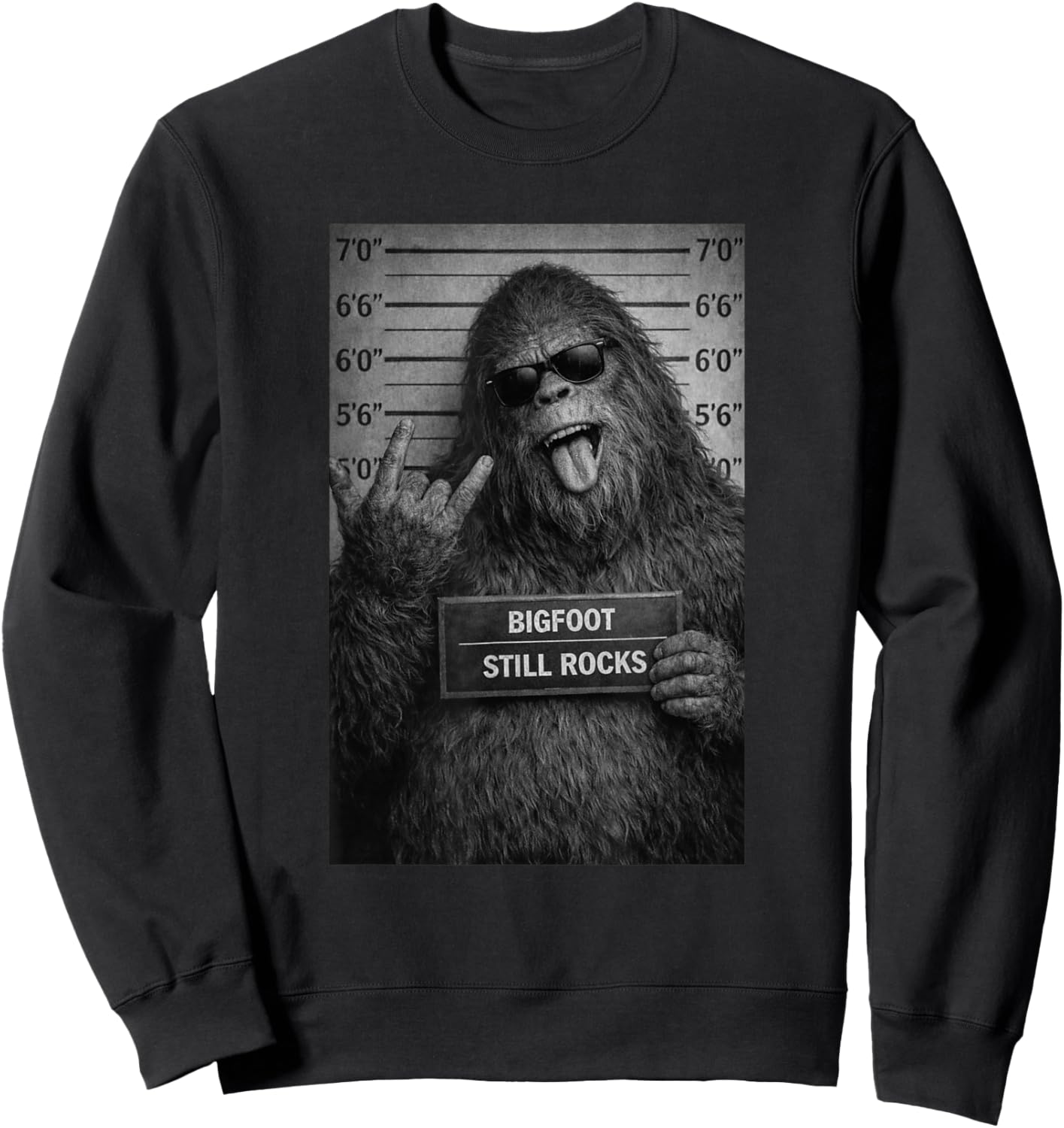 Bigfoot Rock Humor Cryptid Design Sweatshirt - Sweatshirt | Black