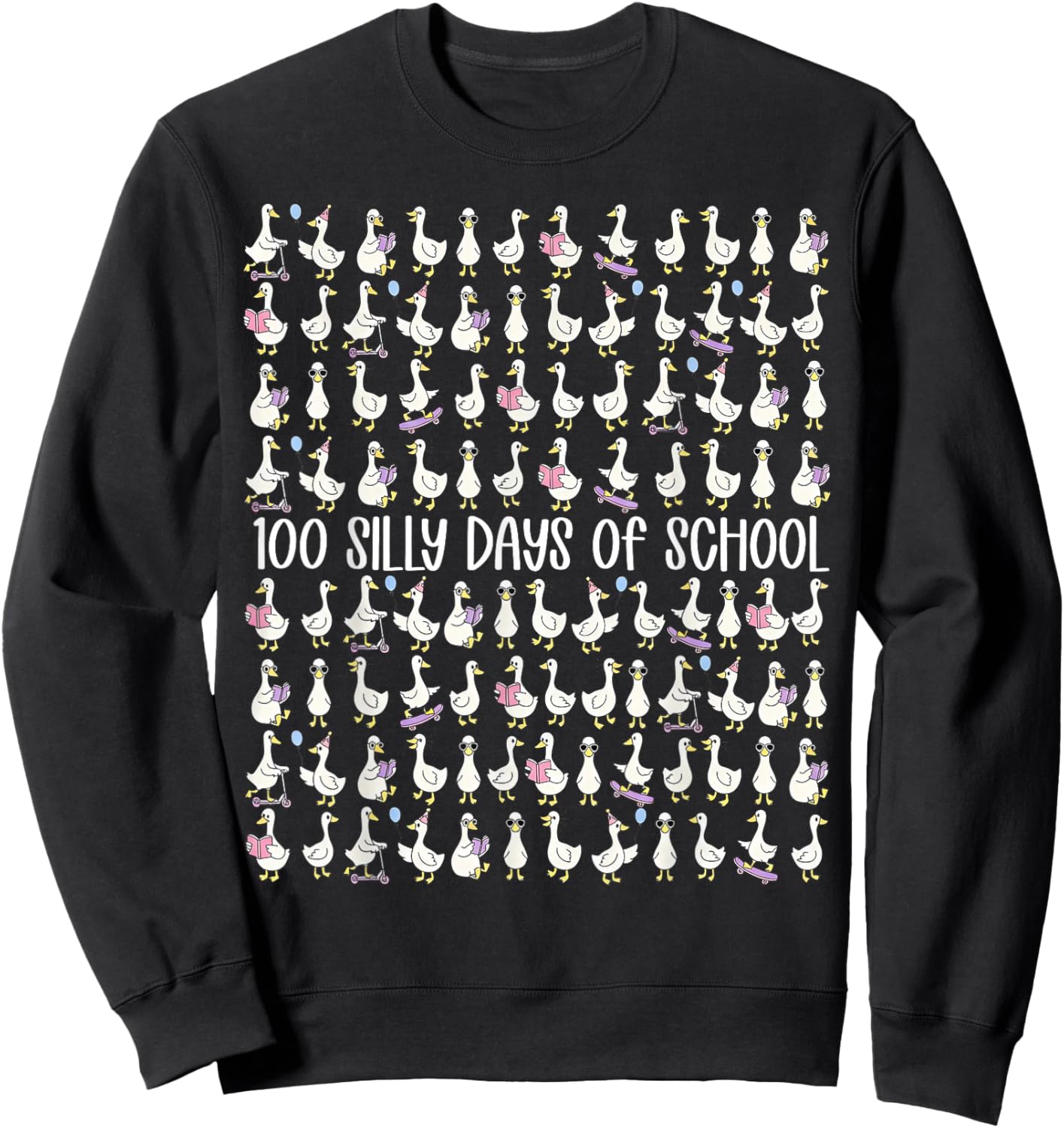 100 Silly Days of School Funny Silly Goose 100 Days Sweatshirt - Sweatshirt | Black