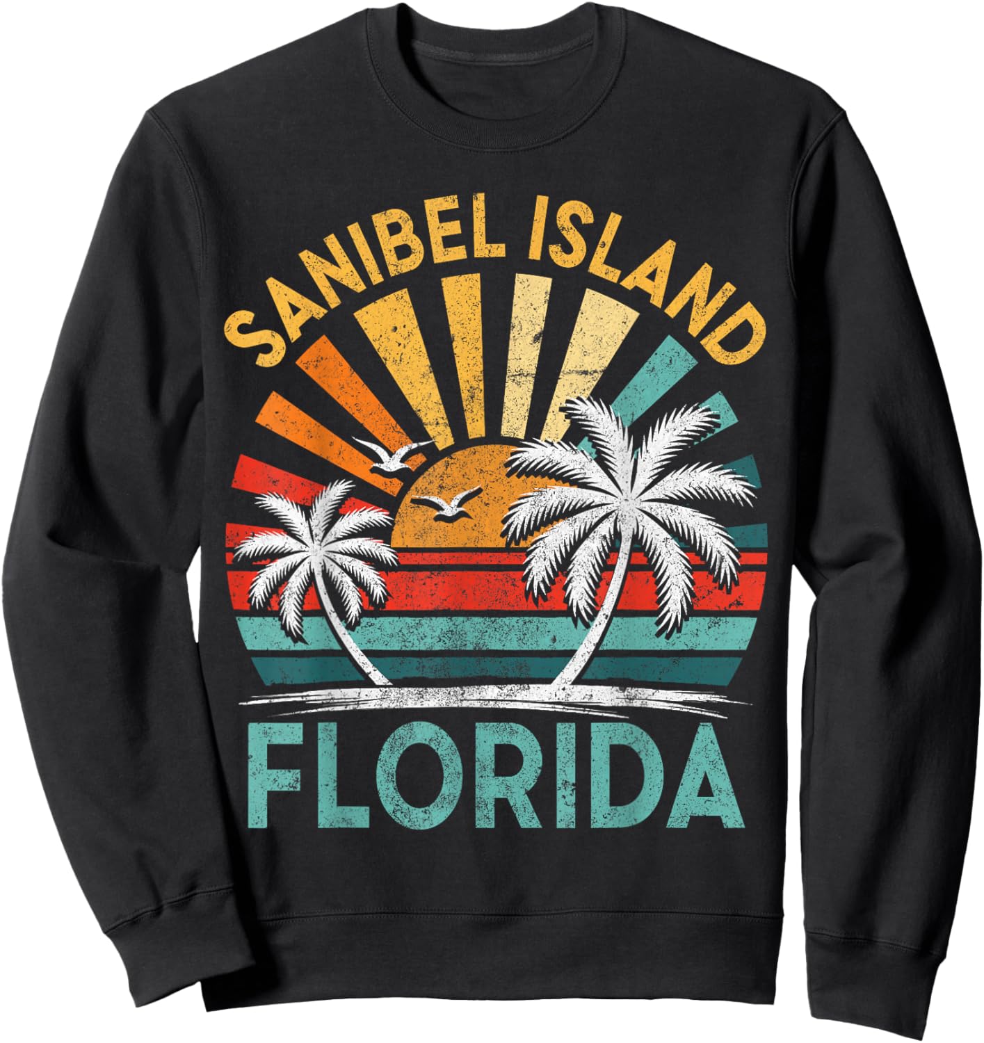 Sanibel Island Florida Family Vacation Vintage Sunset Sweatshirt - Sweatshirt | Black