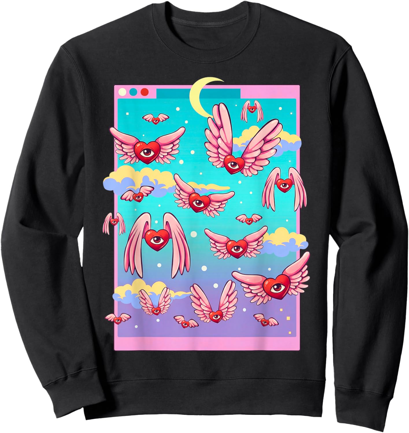 Weirdcore Trippy One Eyed Hearts Valentine's Day Dreamcore Sweatshirt - Sweatshirt | Black