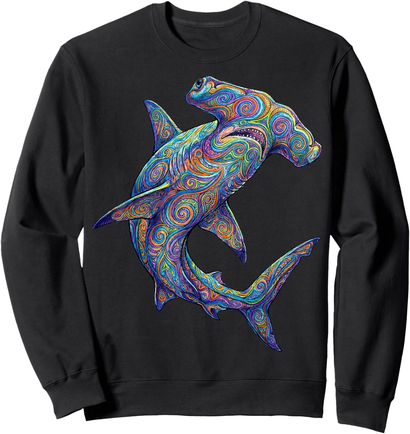 Colorful Hammerhead Shark Abstract Ocean Art Marine Life Sweatshirt - Sweatshirt | Black