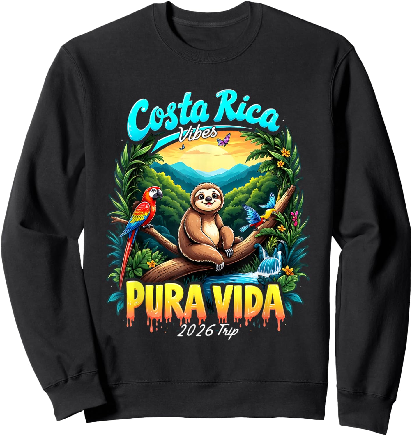 Costa Rica Souvenir 2026 Central America Pura Vida Travel Sweatshirt - Sweatshirt | Black