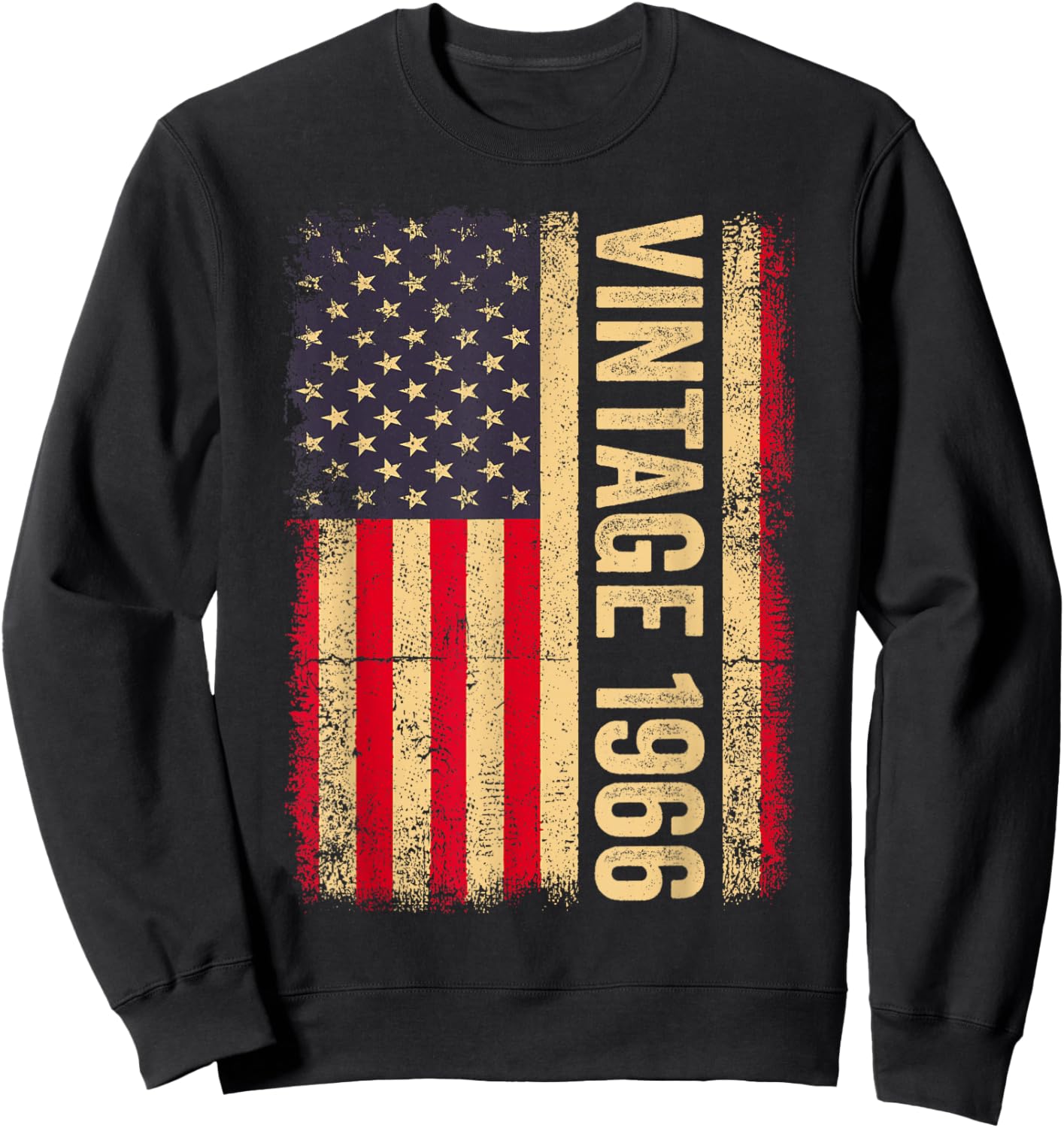 Vintage 1966 60th Birthday US Flag Retro 60 Years Old Sweatshirt - Sweatshirt | Black