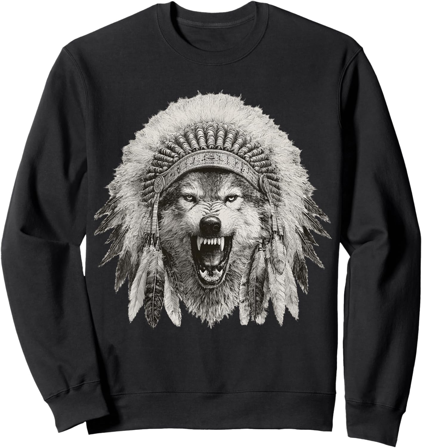 Feathered Aztec Wolf Maya Mexican Mayan Indigenous Azteca Sweatshirt - Sweatshirt | Black