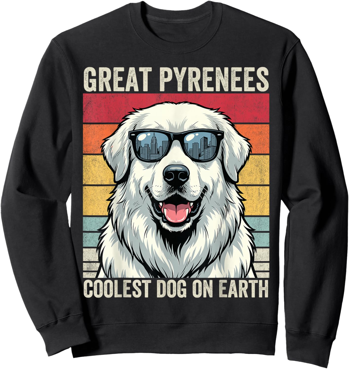 Great Pyrenees Dog with Sunglasses, Great Pyrenees Sweatshirt - Sweatshirt | Black