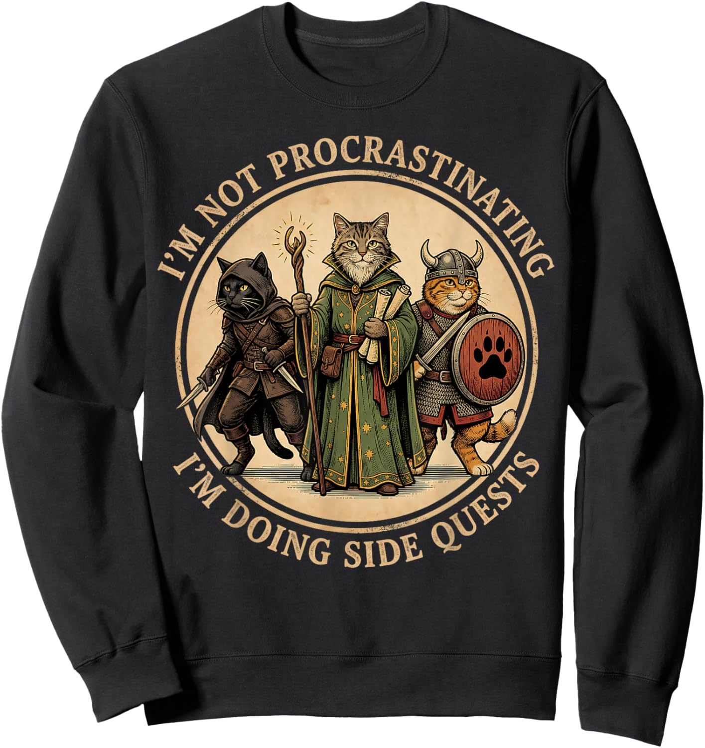 RPG Gamer I'm Not Procrastinating Side Quests Video Game Sweatshirt - Sweatshirt | Black
