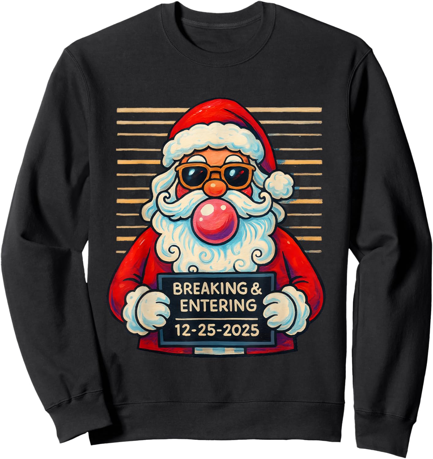 Funny Santa Breaking and Entering Christmas Sweatshirt - Sweatshirt | Black
