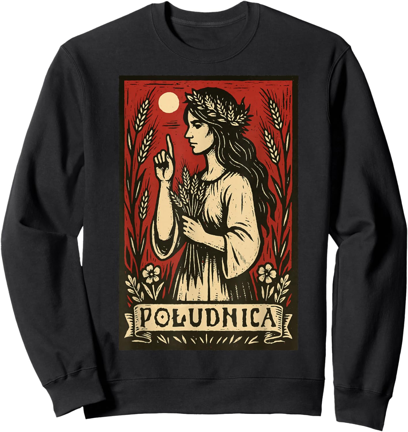 Poludnica Slavic Folk Pagan Myth Witch Art Sweatshirt - Sweatshirt | Black