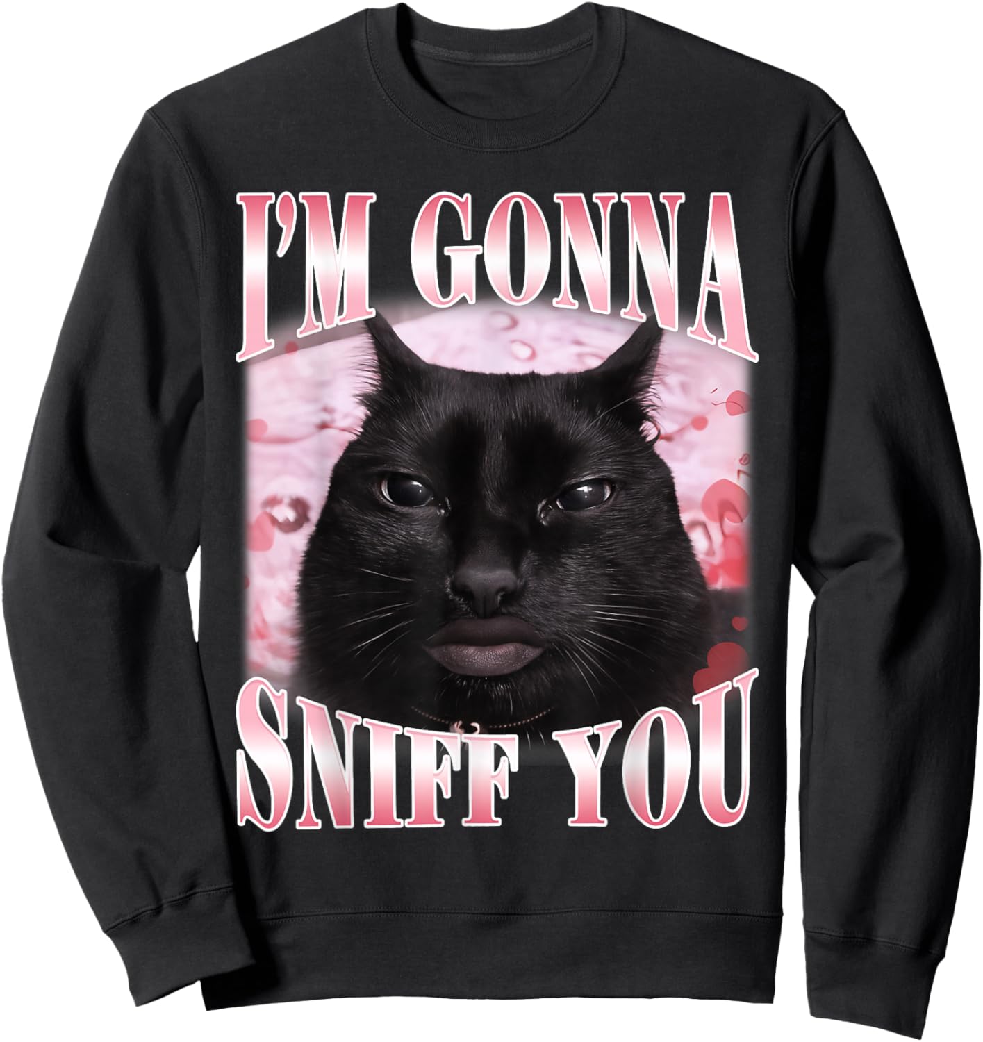I'm Gonna Sniff You Funny Brainrot Cats Gen Z Meme Woman Man Sweatshirt - Sweatshirt | Black