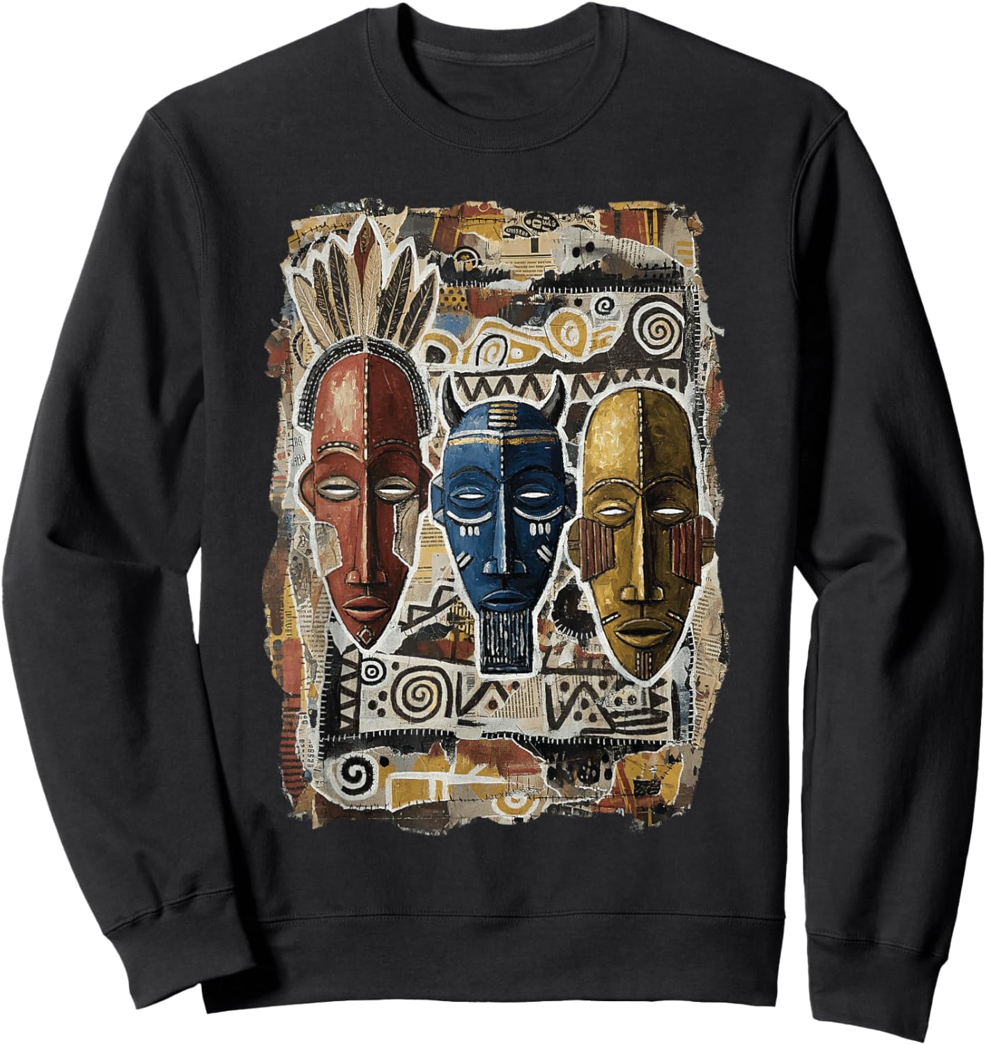 Cool African American Tribal mask Art Black History Month Sweatshirt - Sweatshirt | Black