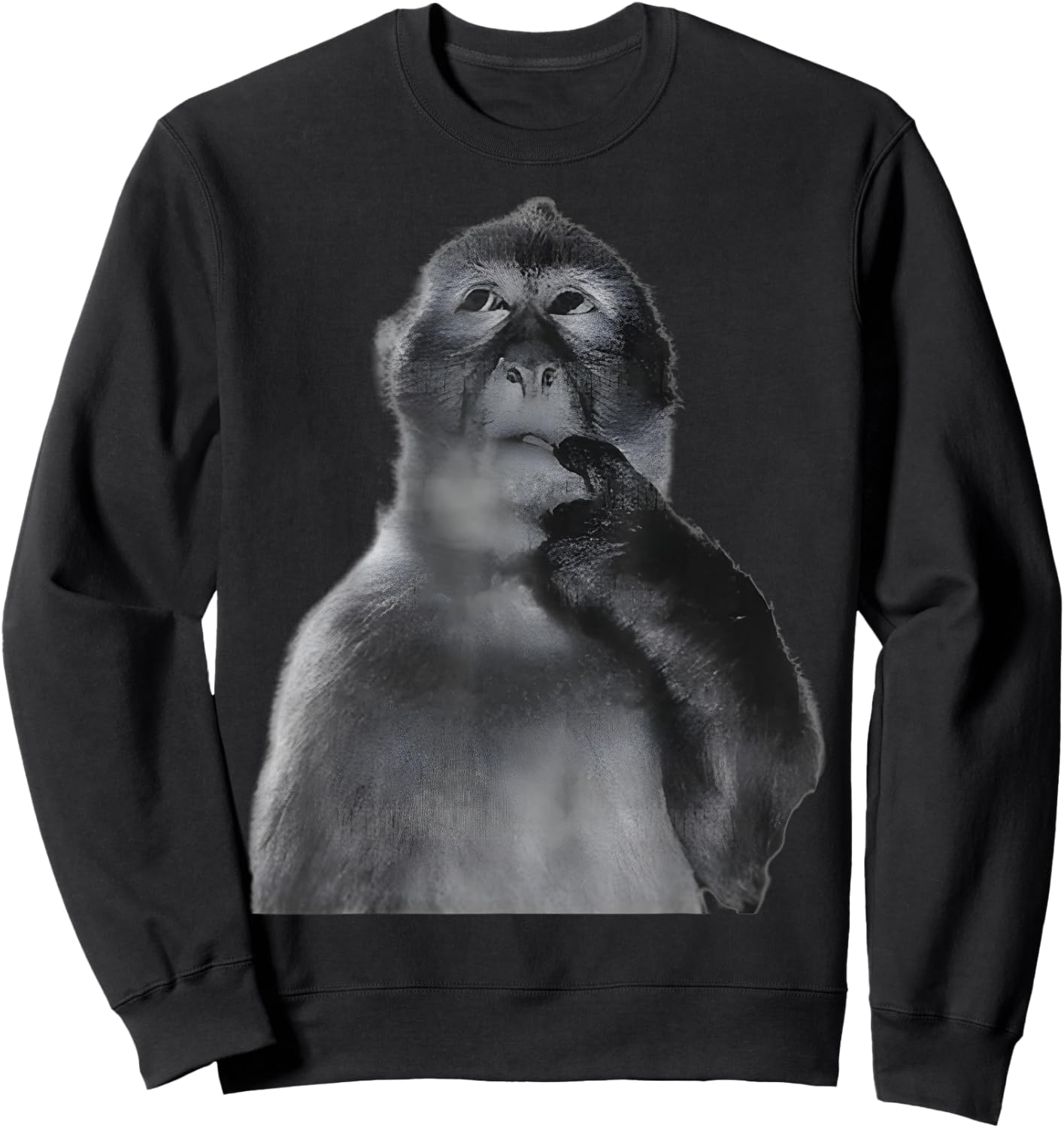 Women Men Kids Funny Monkeys Humor Thinking Monkey Meme Sweatshirt - Sweatshirt | Black