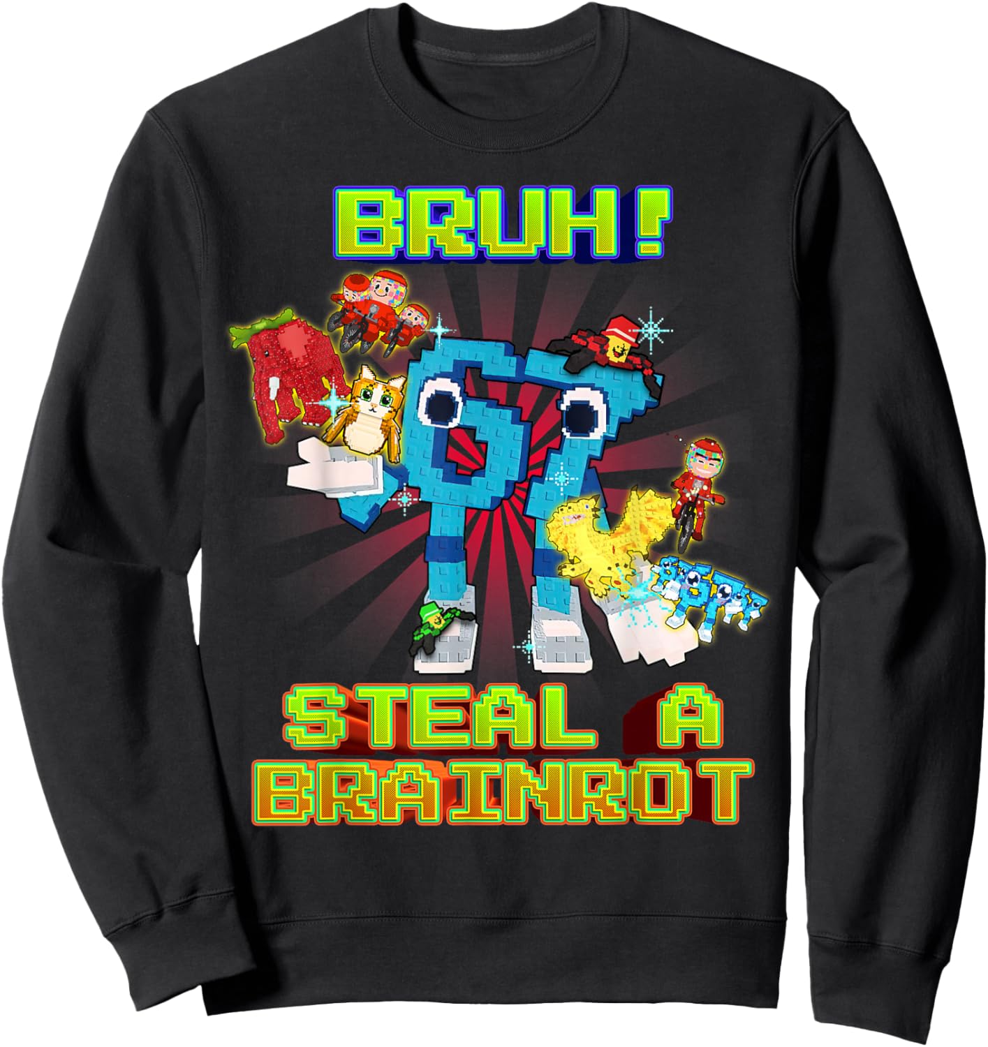 Bruh 67 Six Seven with Every Brainrots for Boys Kids Teens Sweatshirt - Sweatshirt | Black