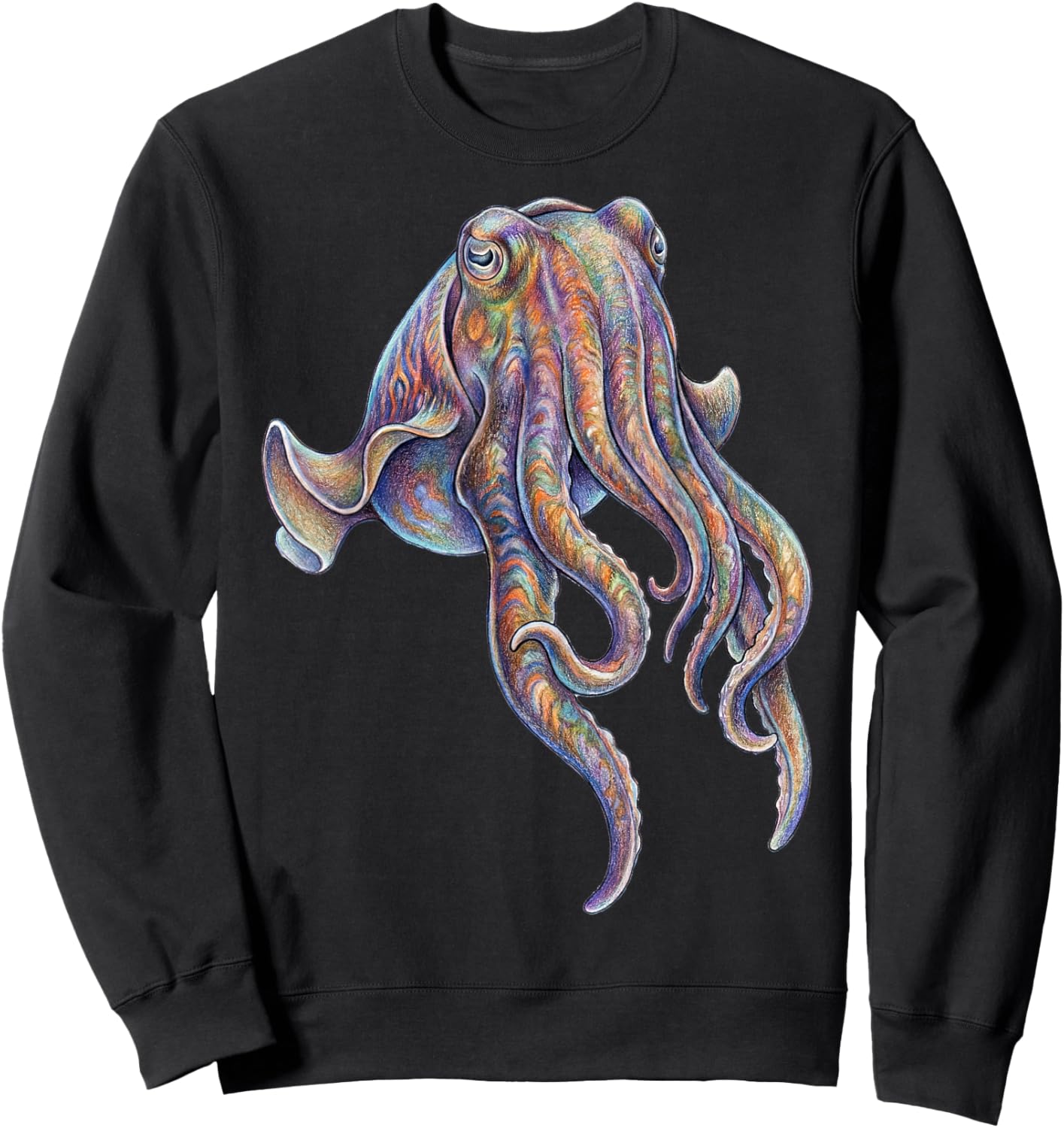 Cuttlefish Abstract Ocean Art Marine Life Colorful Sweatshirt - Sweatshirt | Black