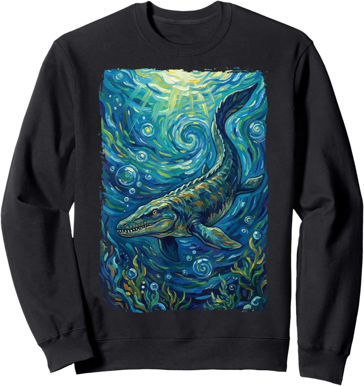 Mosasaurus Starry Night Mosasaur Sweatshirt - Sweatshirt | Black