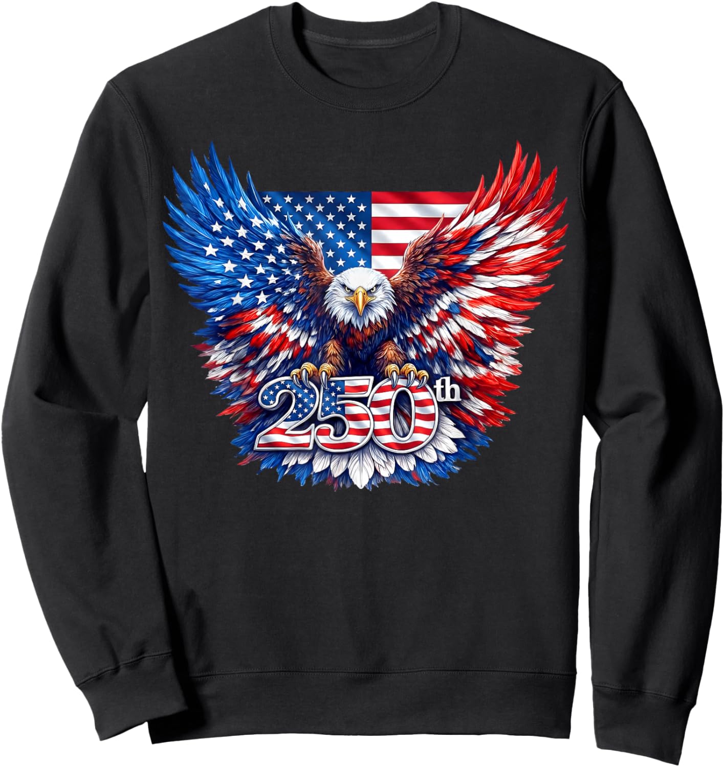 250 Years American 250th Anniversary US USA Flag 4th of July Sweatshirt - Sweatshirt | Black