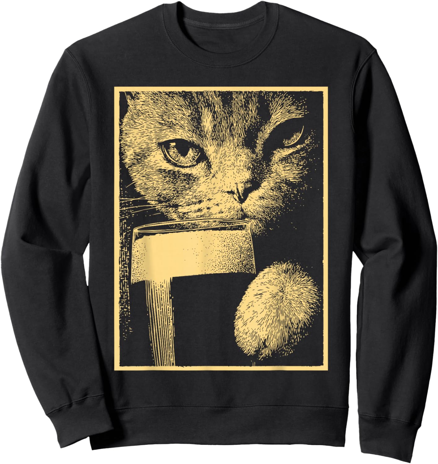 Cat with Beer Feline Animal Drinking Humor St Patricks Day Sweatshirt - Sweatshirt | Black