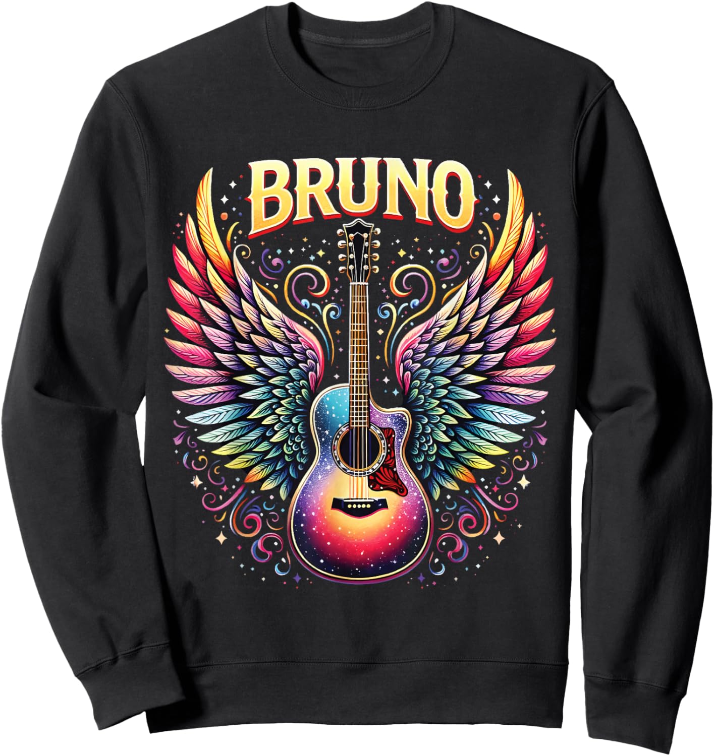 Retro Bruno Personalized Name I Love Bruno 70's 80's Vintage Sweatshirt - Sweatshirt | Black