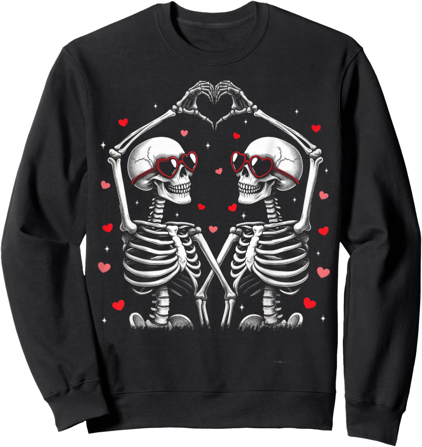Valentines Day Skeleton Hand Heart Funny Matching Couples Sweatshirt - Sweatshirt | Black