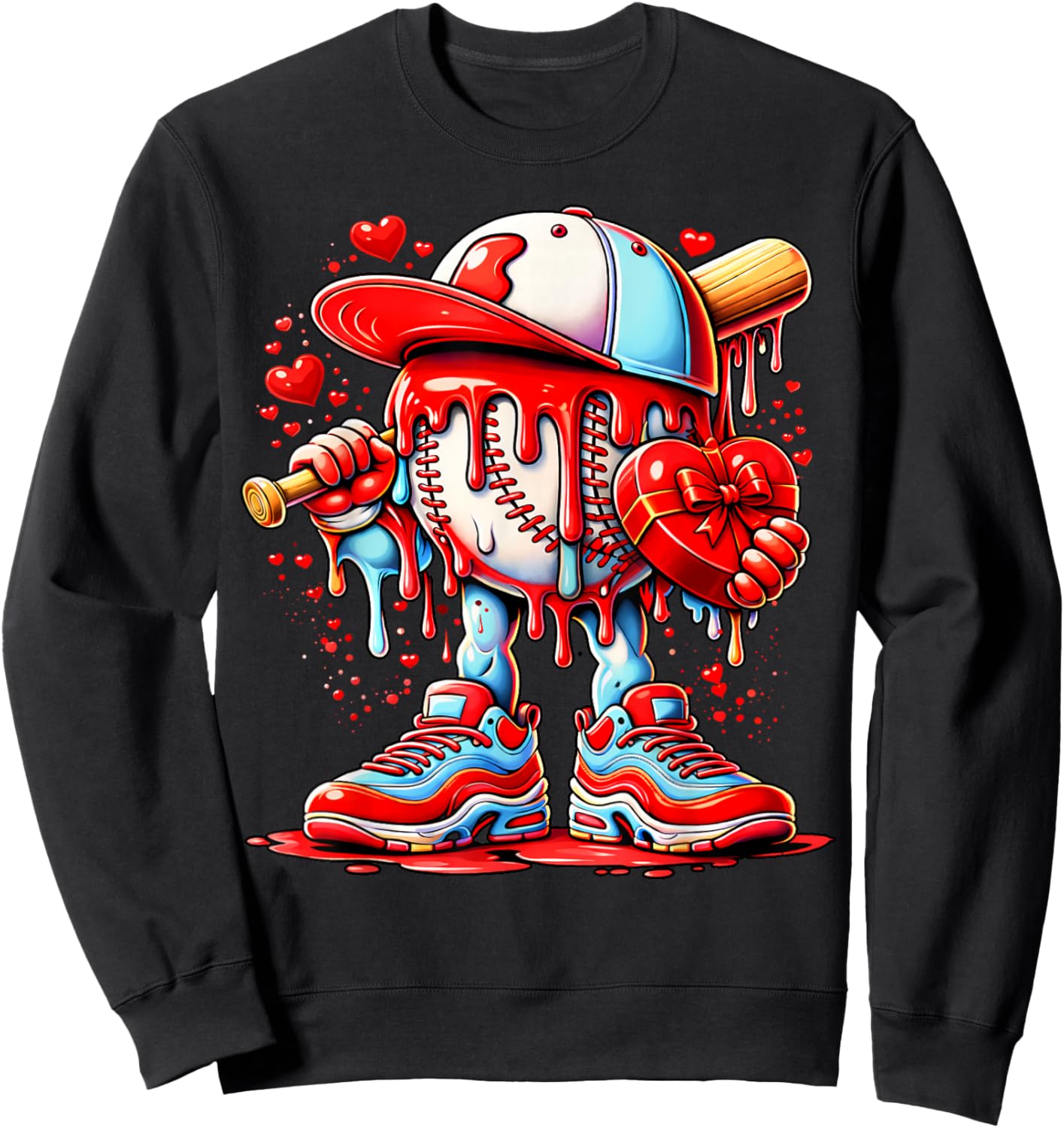 Baseball Drip Icecream Apparel Youth Boy Valentine Sweatshirt - Sweatshirt | Black