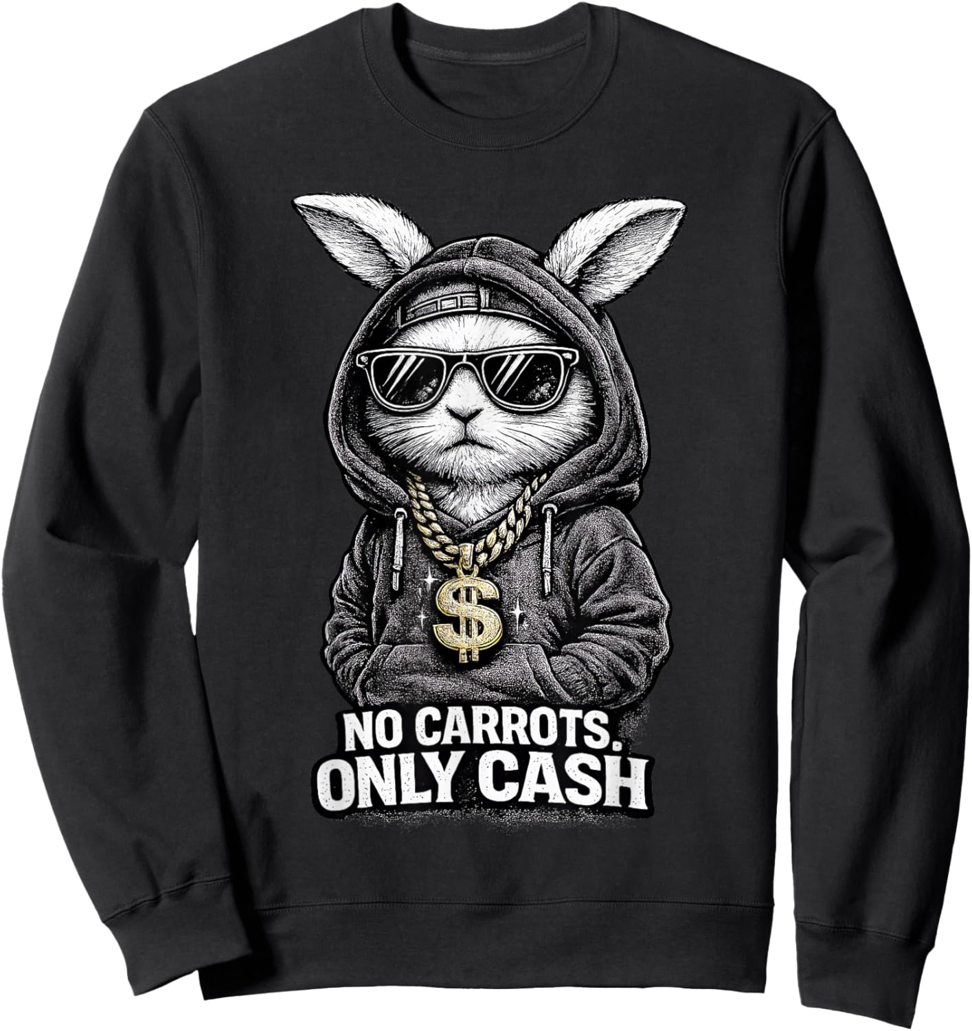 Funny Easter Bunny Shirt Streetwear Hip Hop Rabbit Sweatshirt - Sweatshirt | Black