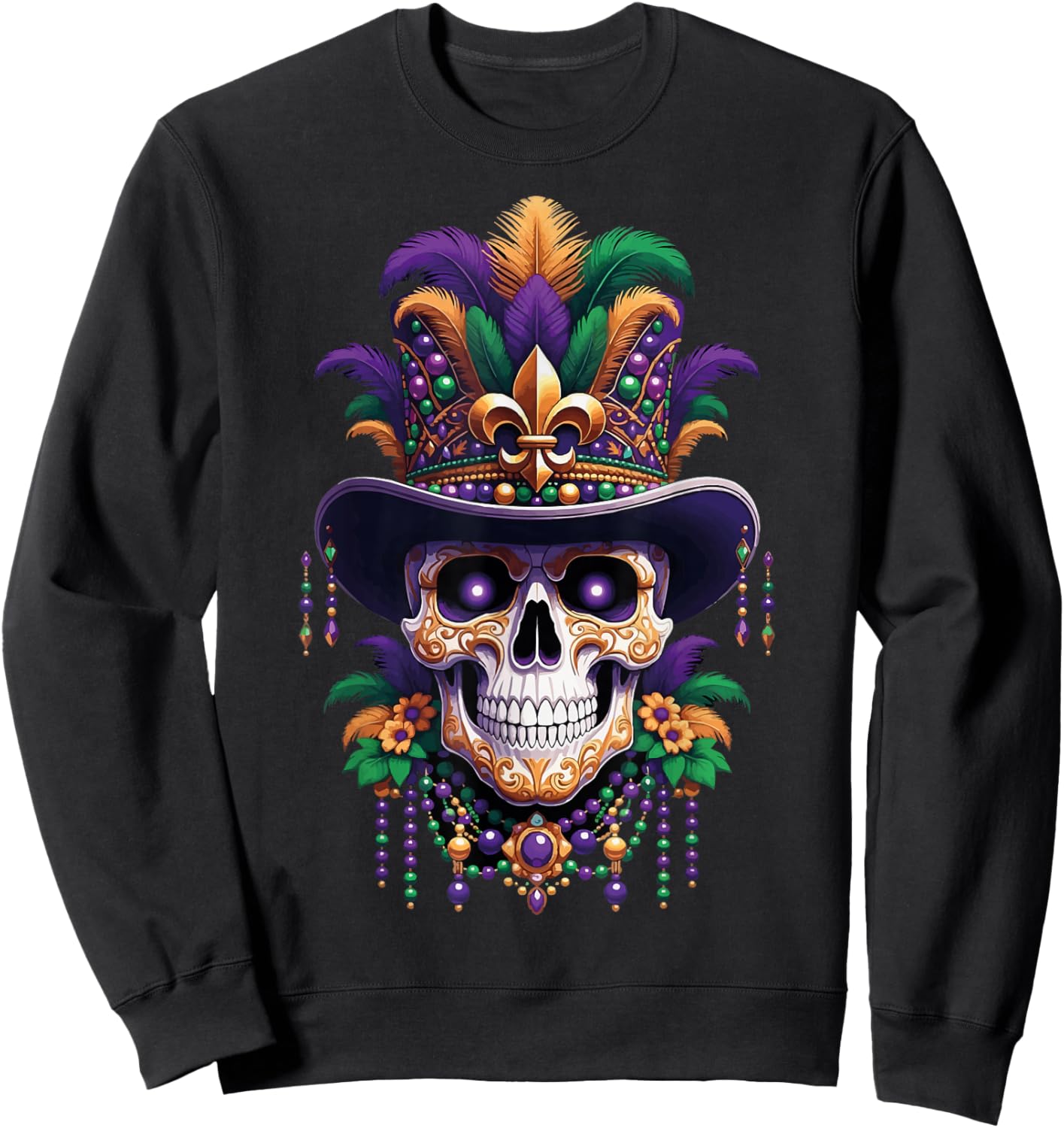 Mardi Gras Costume Sugar Skull Carnival Halloween Party Sweatshirt - Sweatshirt | Black
